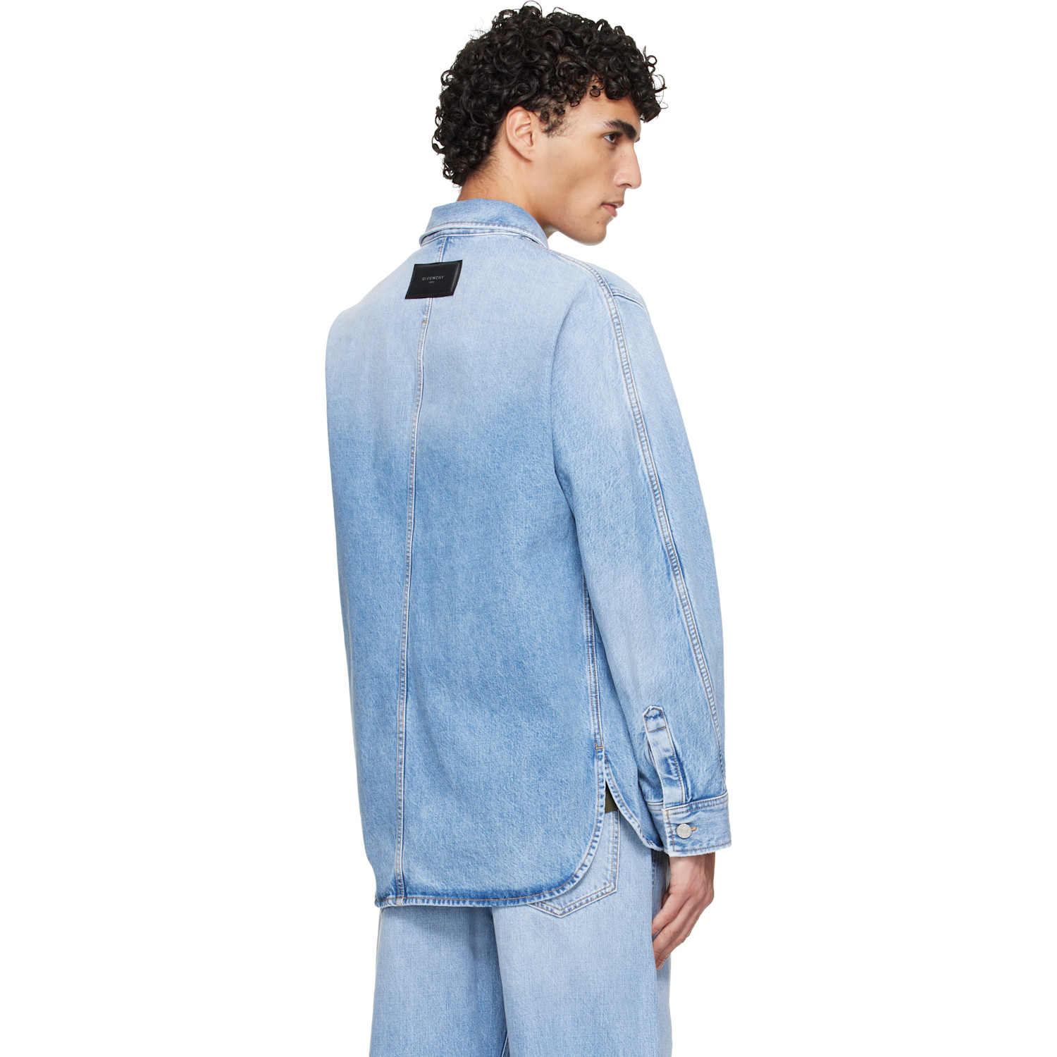  Givenchy Blue Faded Denim Overshirt 