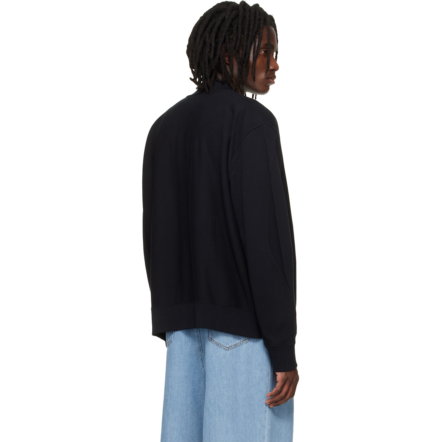  Givenchy Black Couture Seam Fleece Embroidered Cardigan 