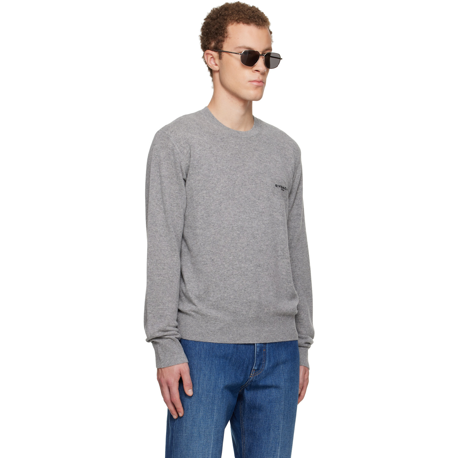 Givenchy Gray Wool & Cashmere Embroidered Sweater 