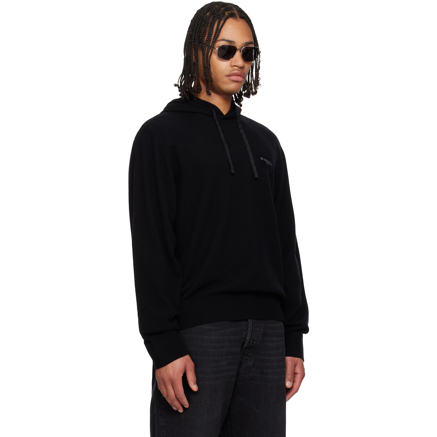  Givenchy Black Wool & Cashmere Embroidered Hoodie 