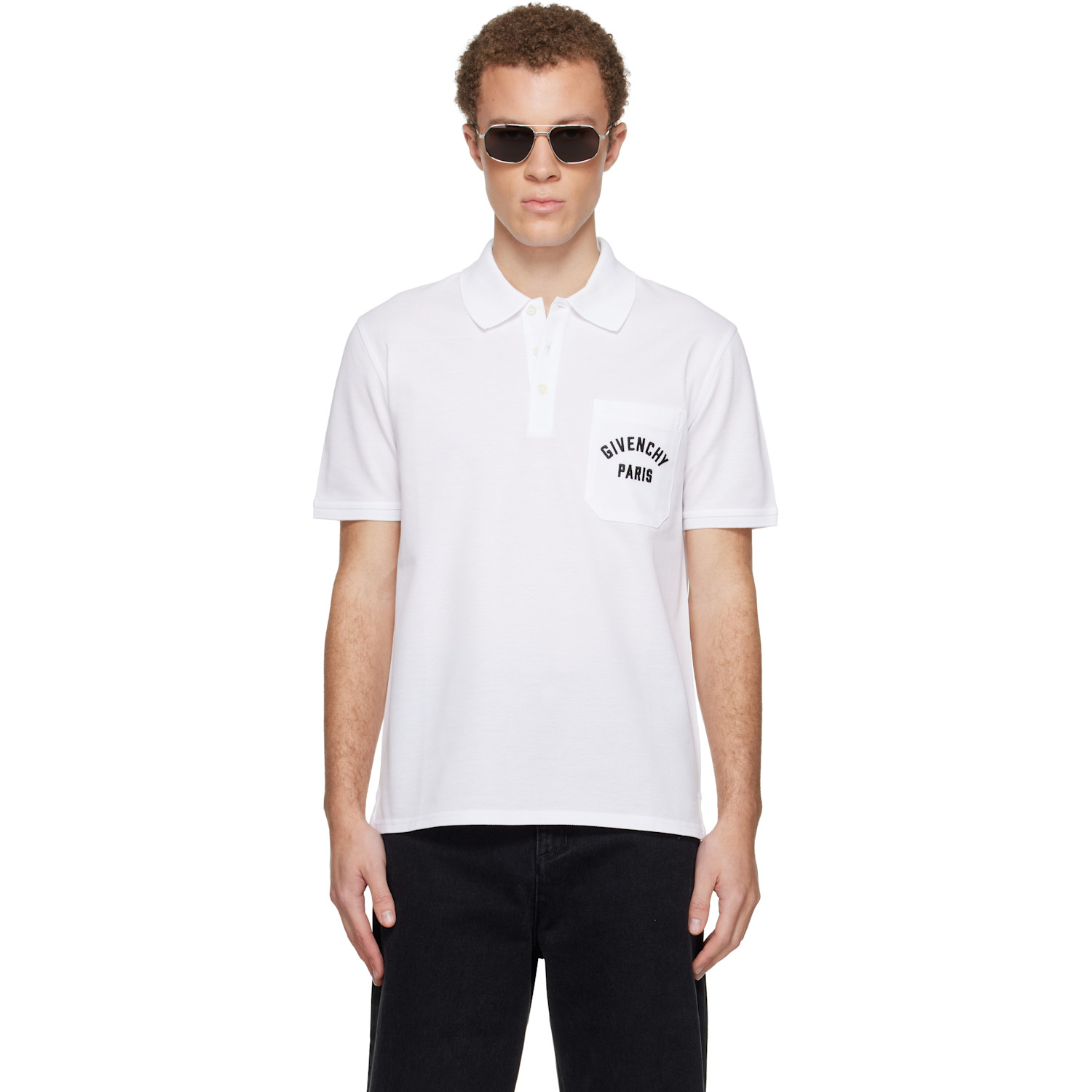 Givenchy White Front Pocket Polo