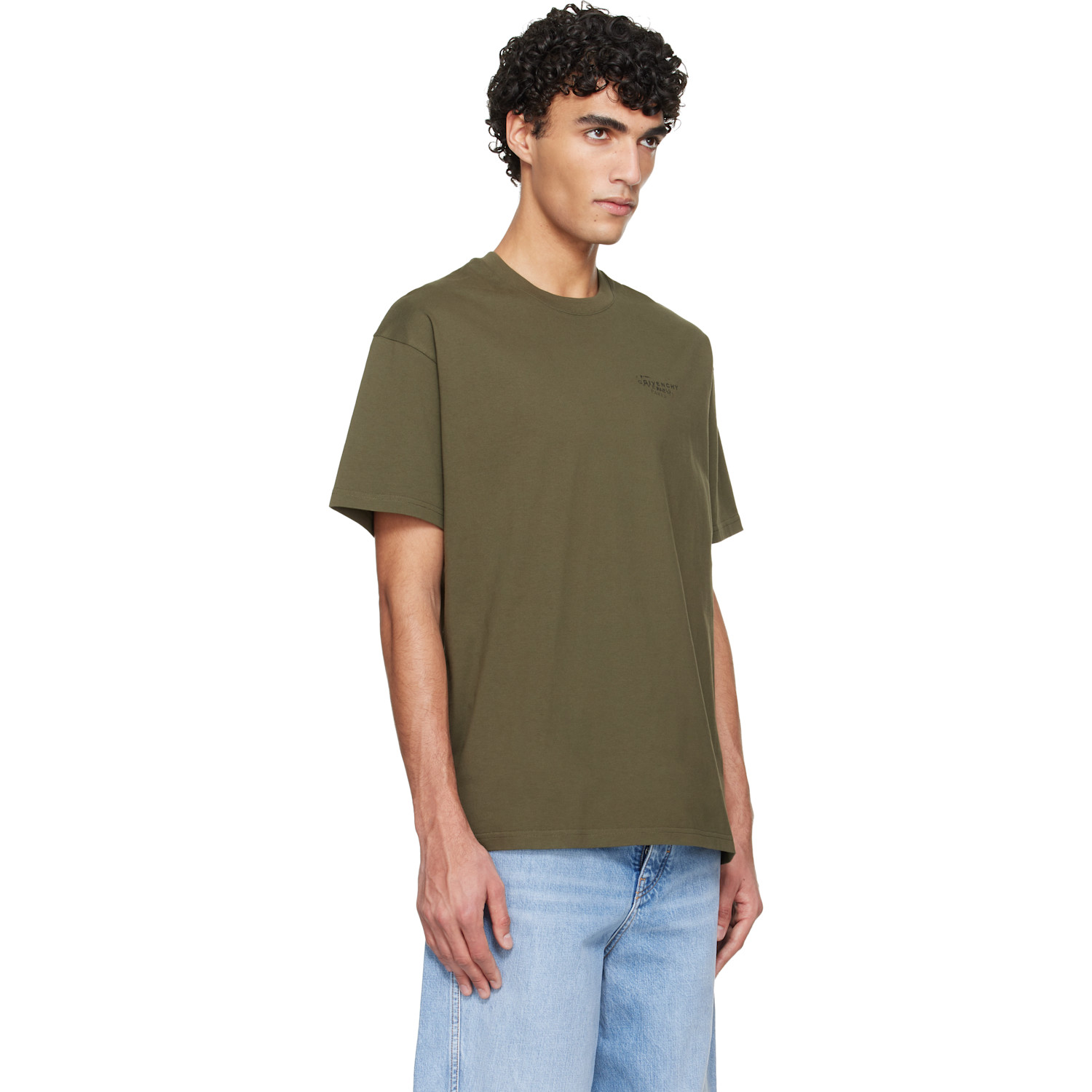  Givenchy Khaki 'givenchy' Stamp Print T-shirt 