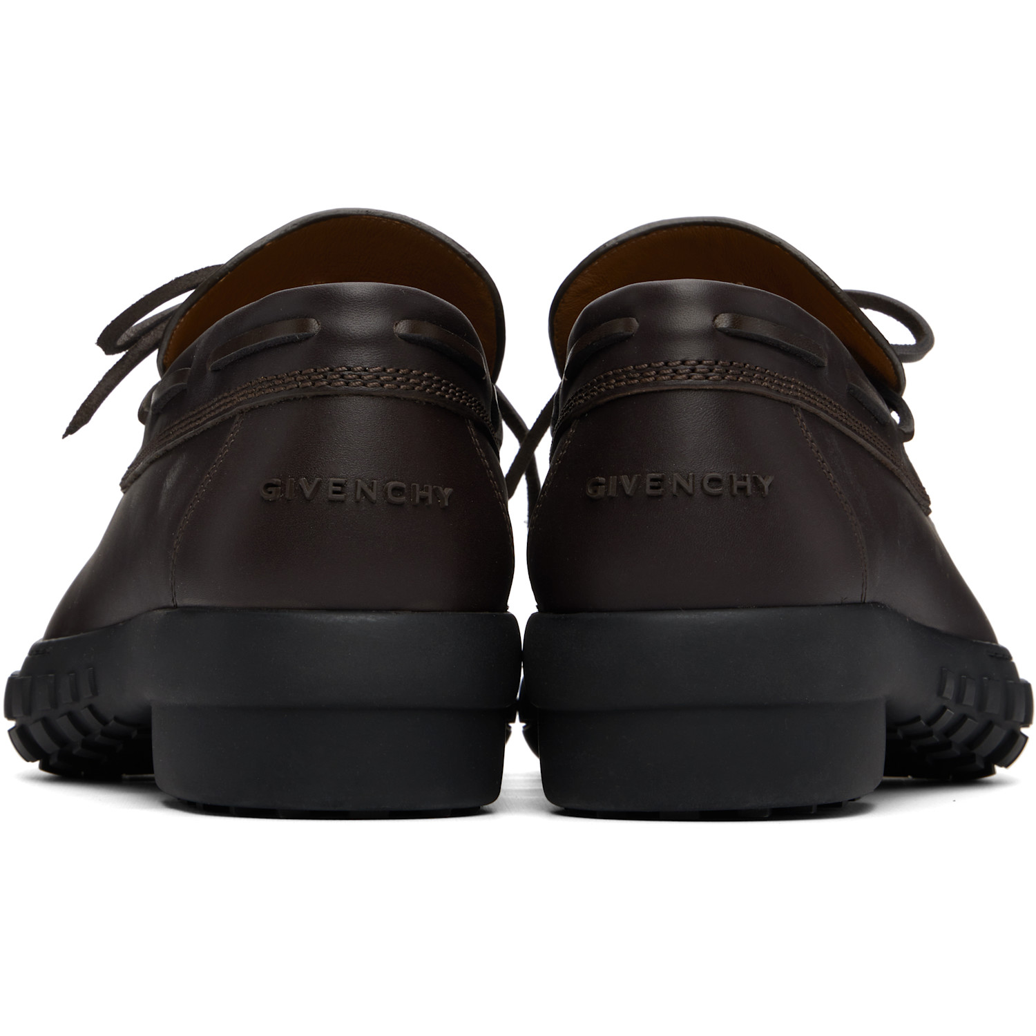  Givenchy Brown Echo Leather Boat Shoes 