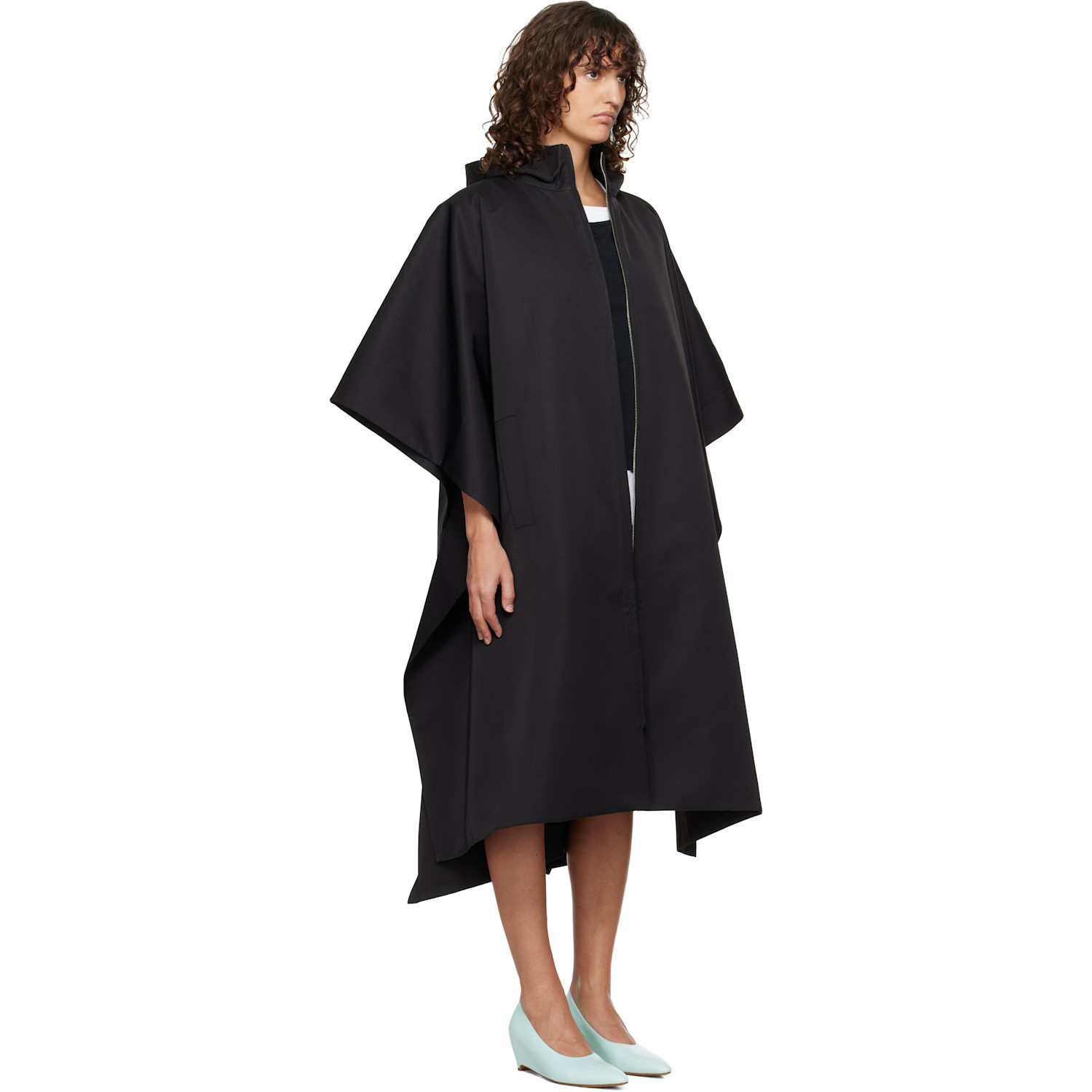  Lii Black Long Poncho Coat 
