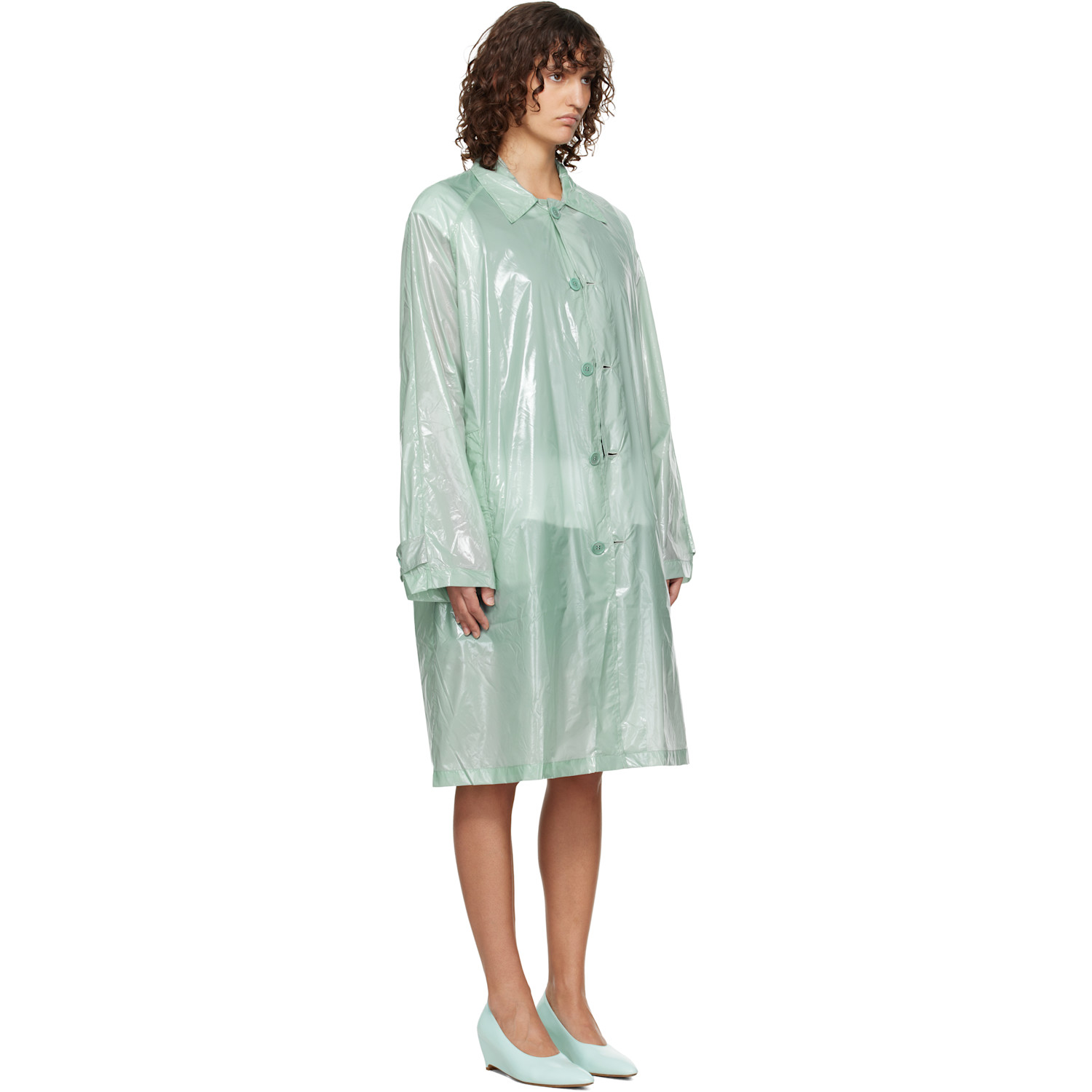  Lii Green Gloss Trench Coat 