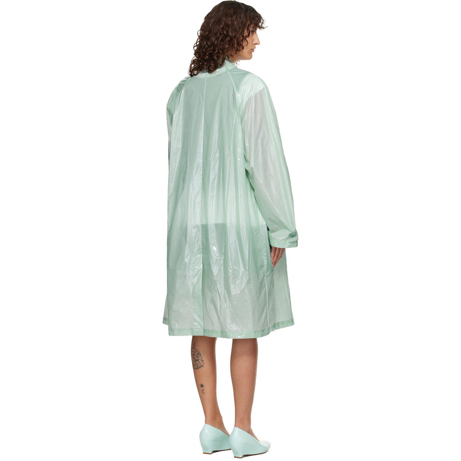 Lii Green Gloss Trench Coat 