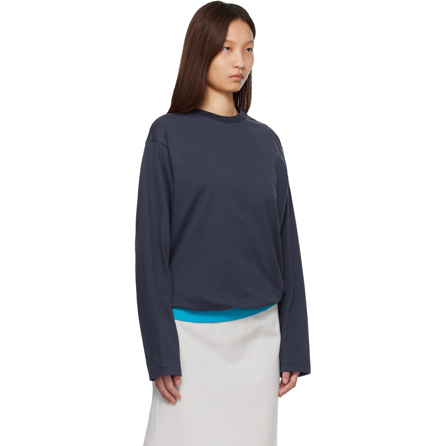  Lii Navy Contrast Waistband T-shirt 