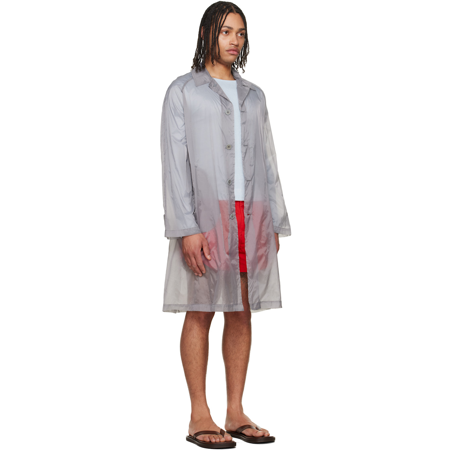  Lii Gray Sheer Trench Coat 