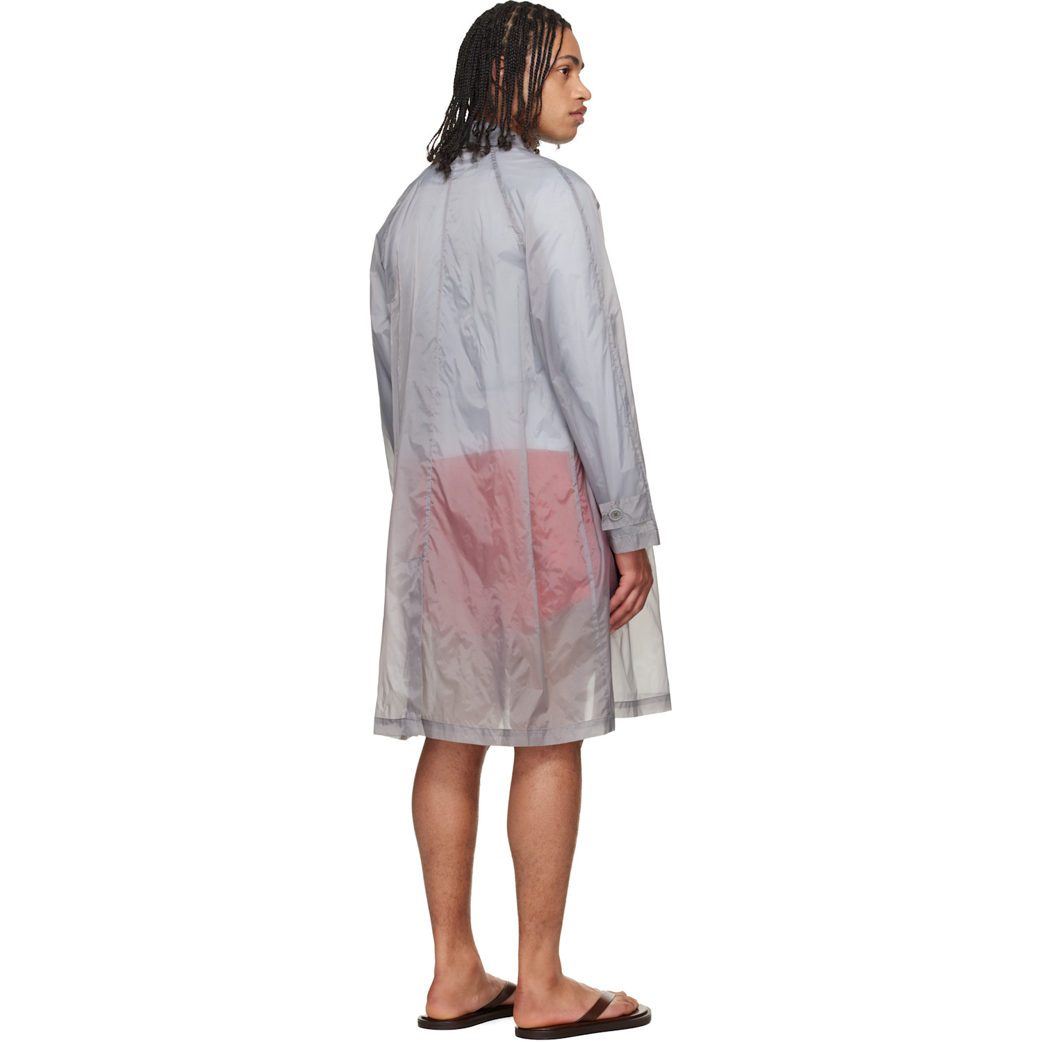  Lii Gray Sheer Trench Coat 