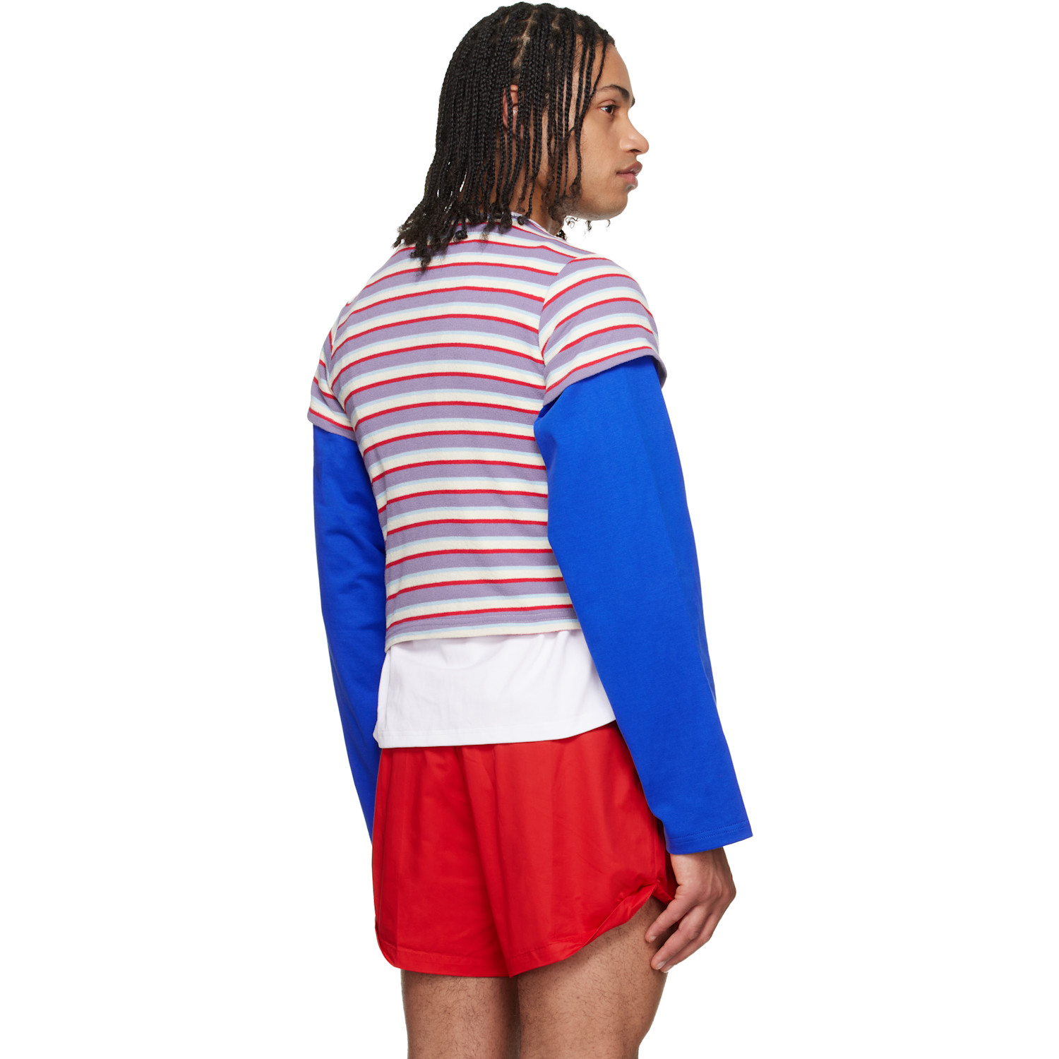  Lii Purple & Red Cropped Stripe T-shirt 