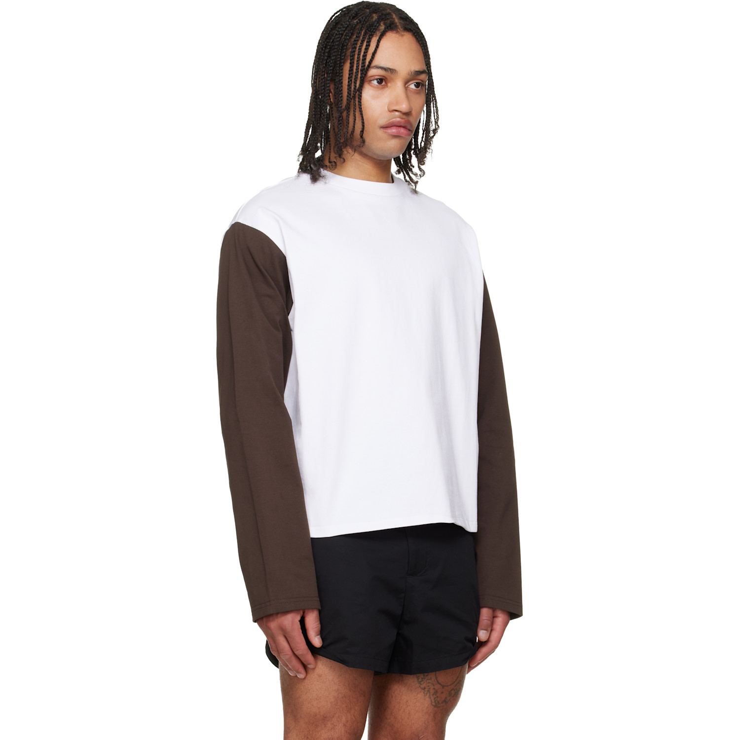  Lii White Contrast Long Sleeve T-shirt 