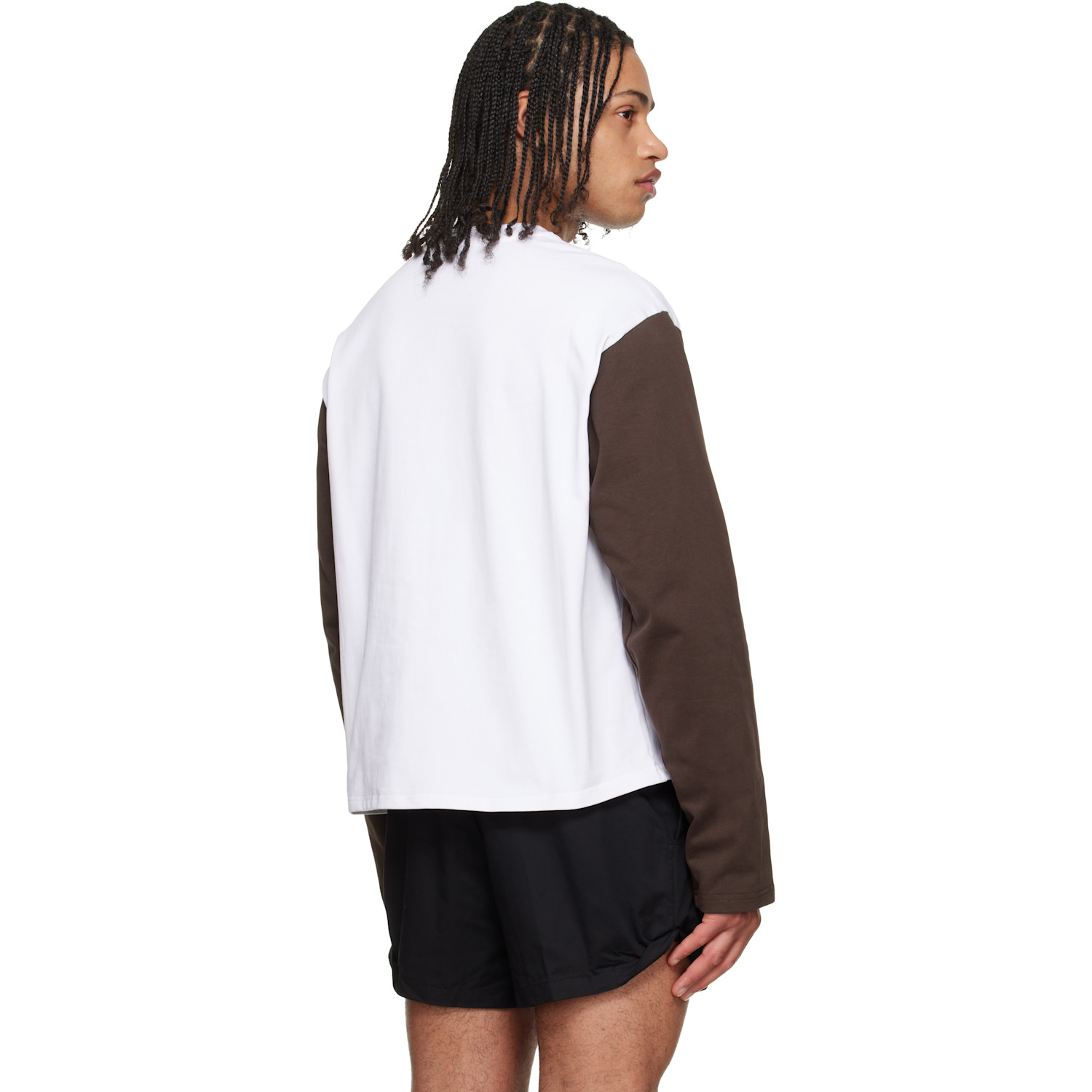  Lii White Contrast Long Sleeve T-shirt 
