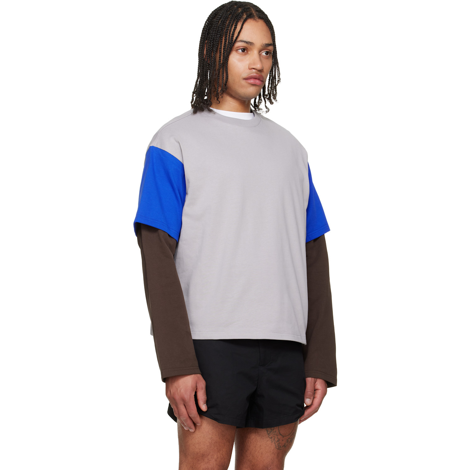 Lii Gray Contrast Sleeve T-shirt 