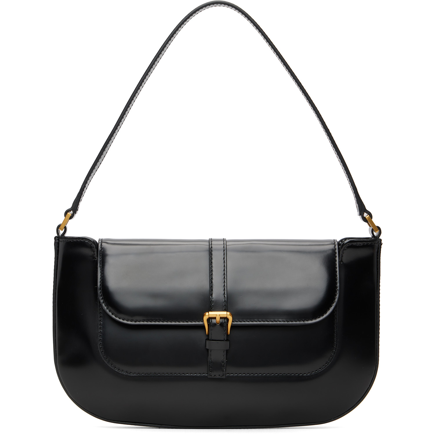 BY FAR Black Miranda Semi Patent Leather Shoulder Bag