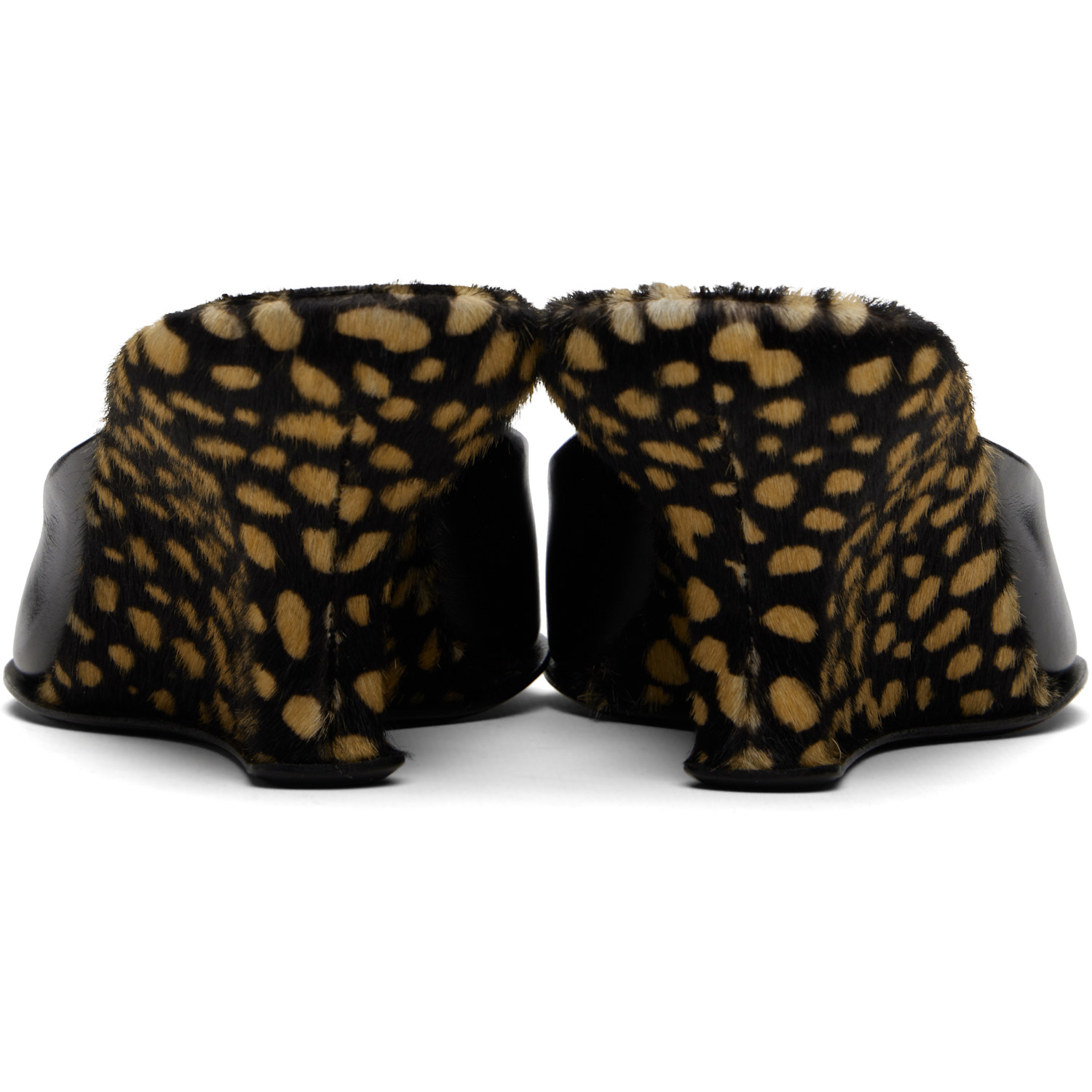  By Far Black Caroo Cheetah Pony Hair Heeled Sandals 