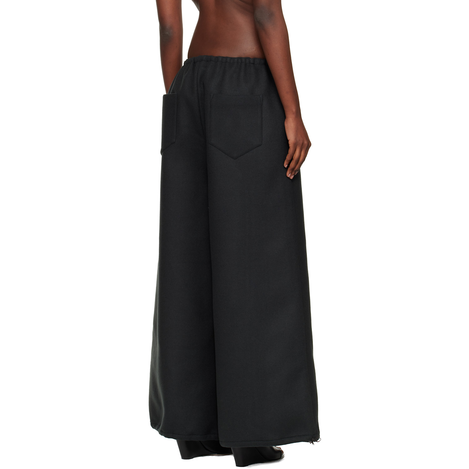  Bambou Roger Kwong Gray Double Face Wool Drap Trousers 