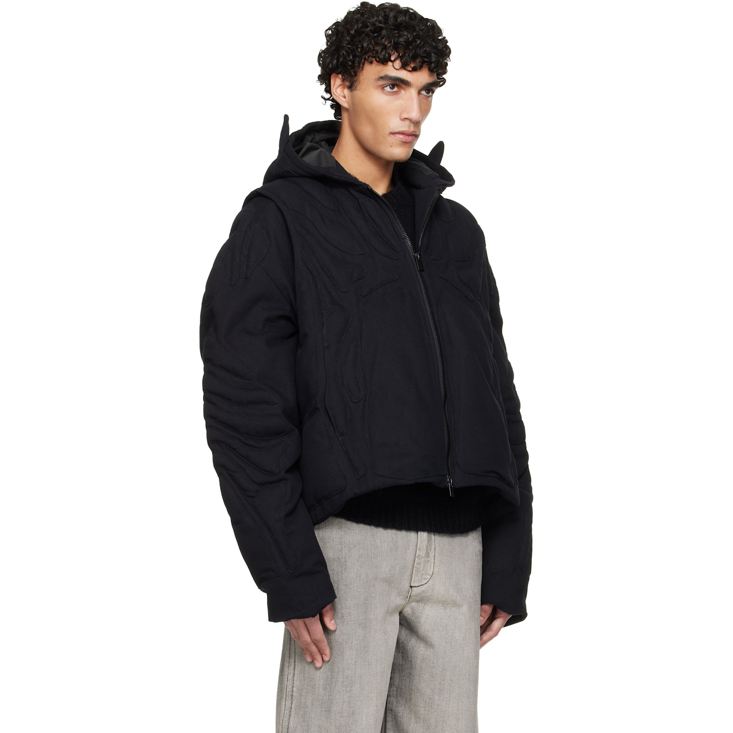 Heliot Emil Black Vertebrae Jacket 