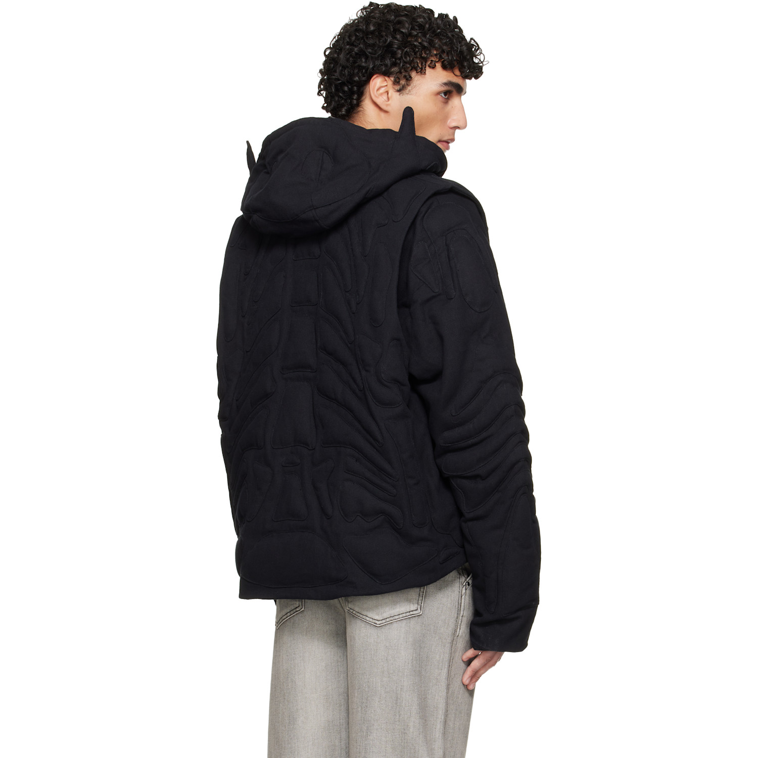  Heliot Emil Black Vertebrae Jacket 