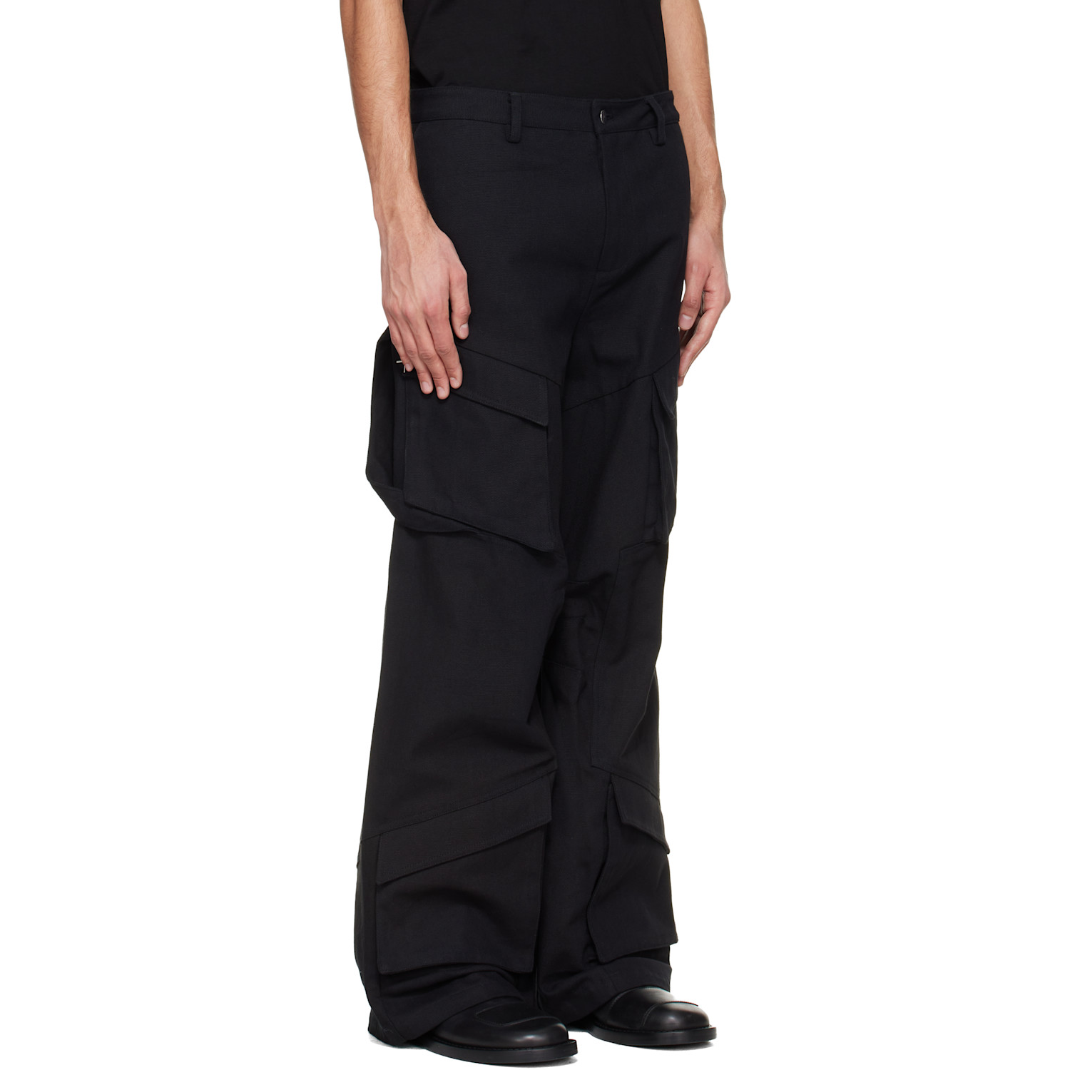  Heliot Emil Black Cellulae Cargo Pants 