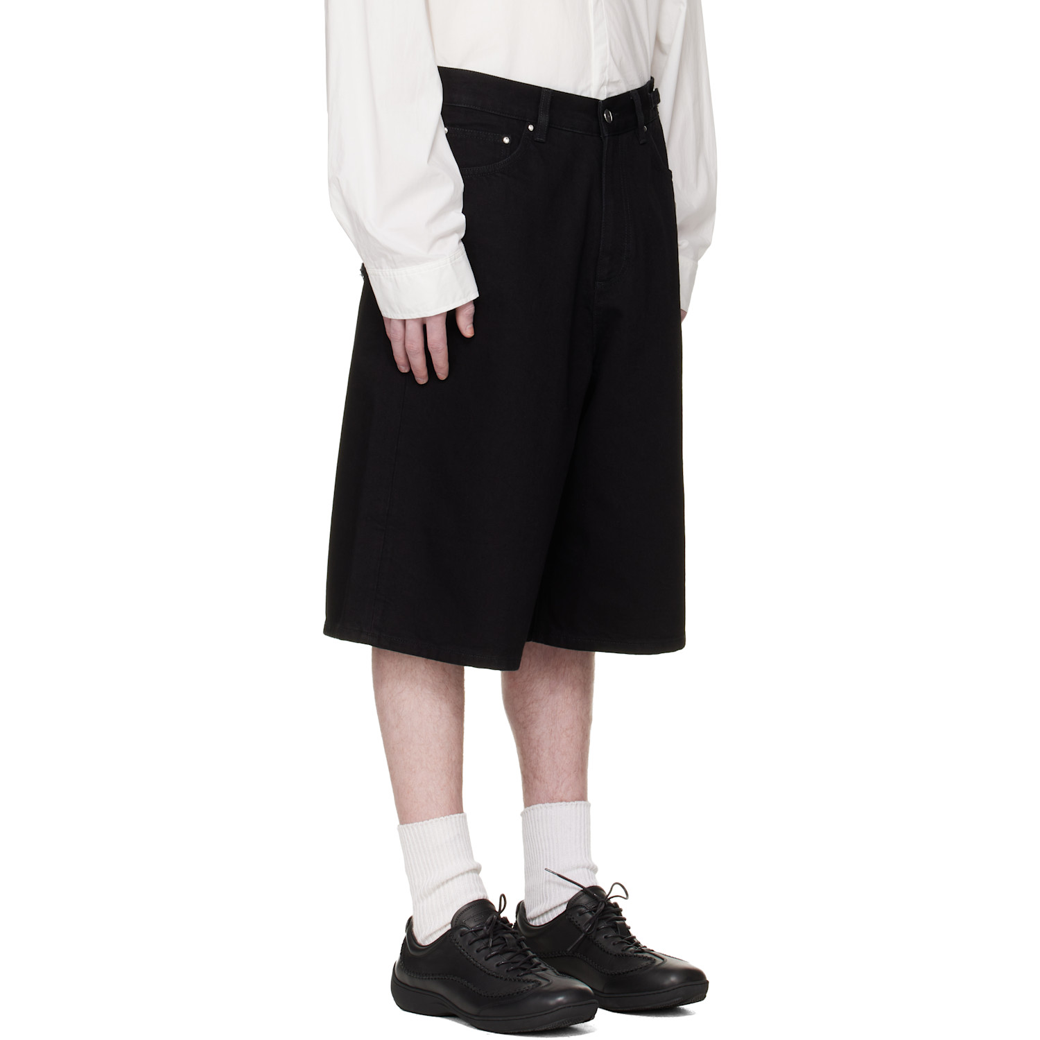  Heliot Emil Black Fence Denim Shorts 