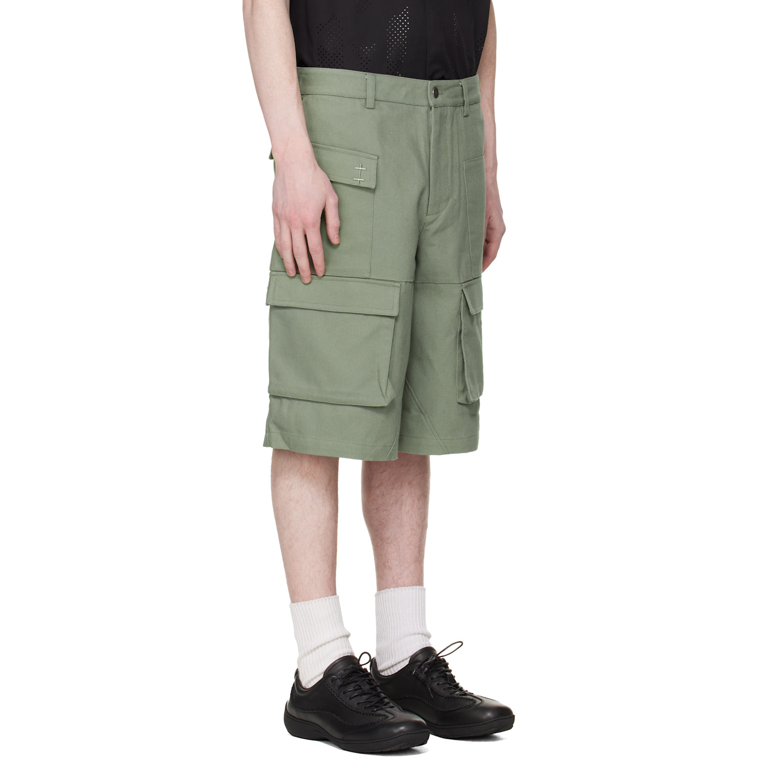  Heliot Emil Green Cellulae Cargo Shorts 
