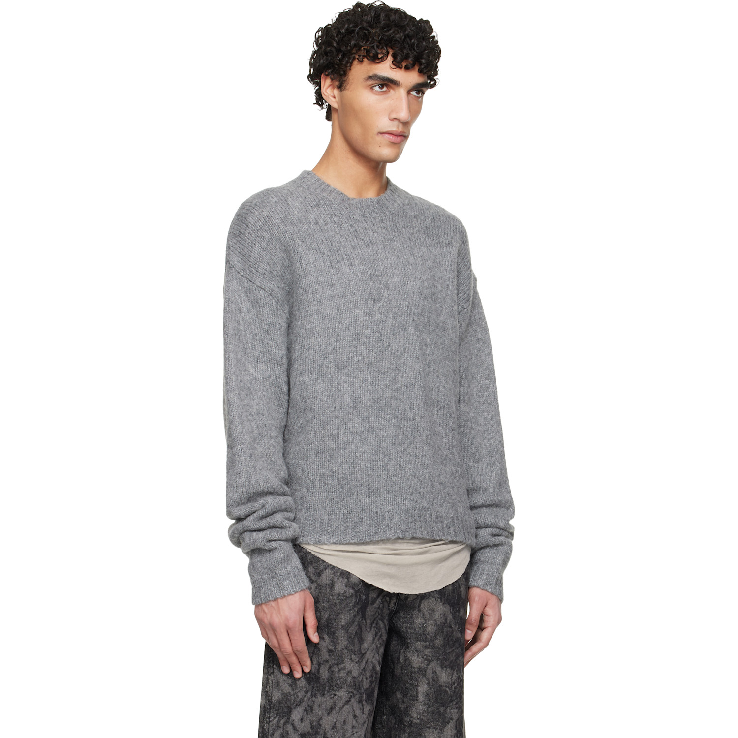  Heliot Emil Gray Roan Alpaca Knit Sweater 