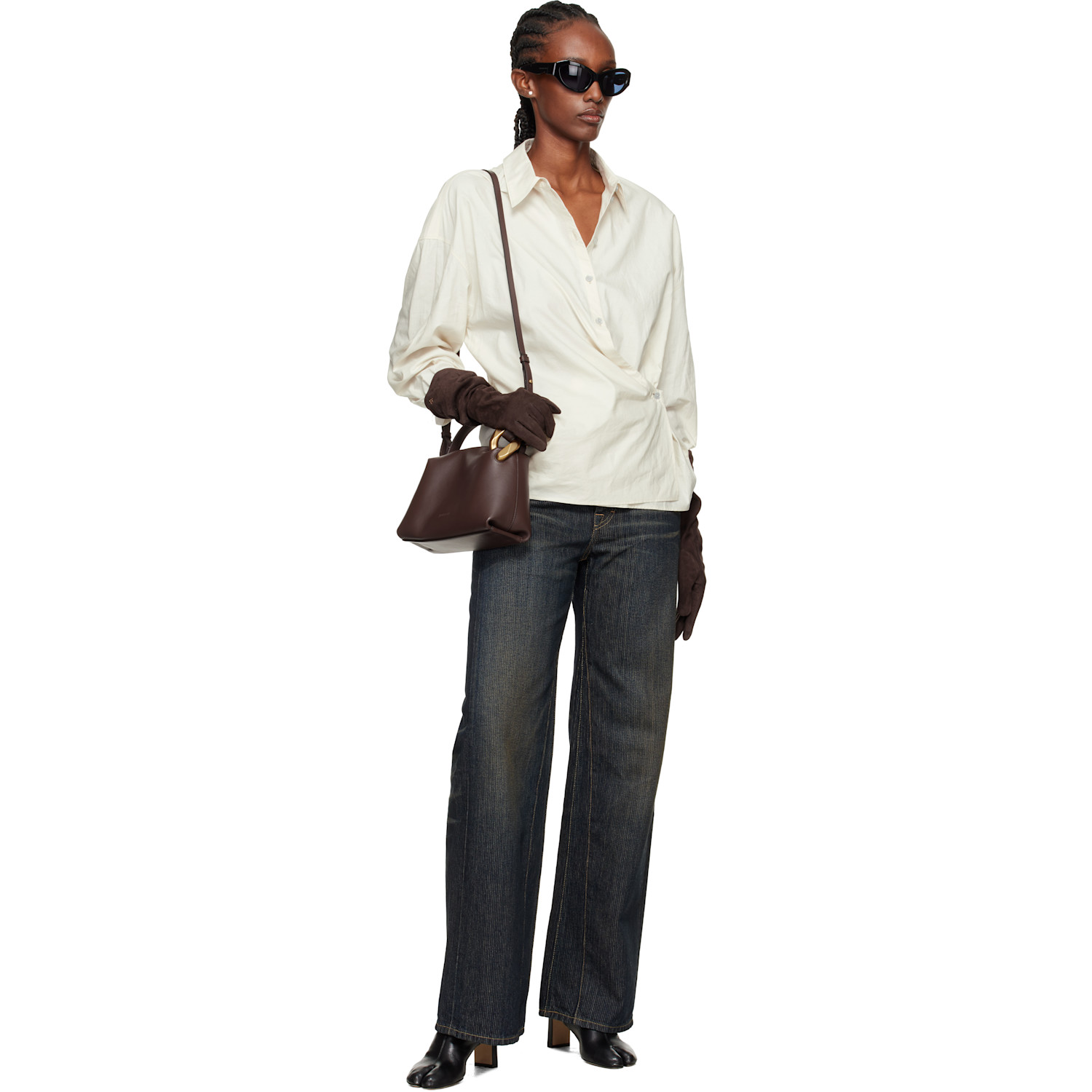  Handsome Stockholm Brown Essentials Long Suede Gloves 