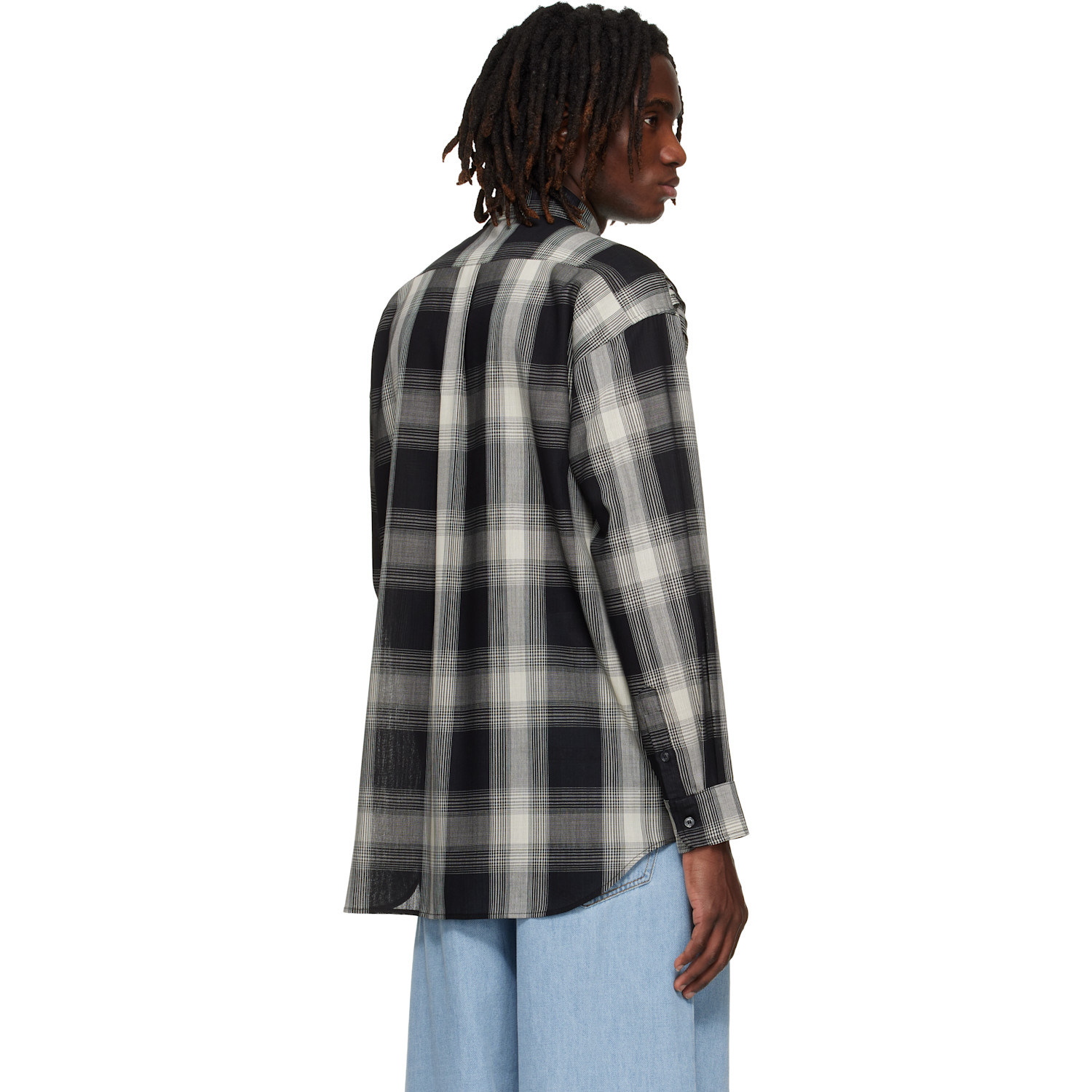  Stefan Cooke Black & Off-white Chevron Shirt 