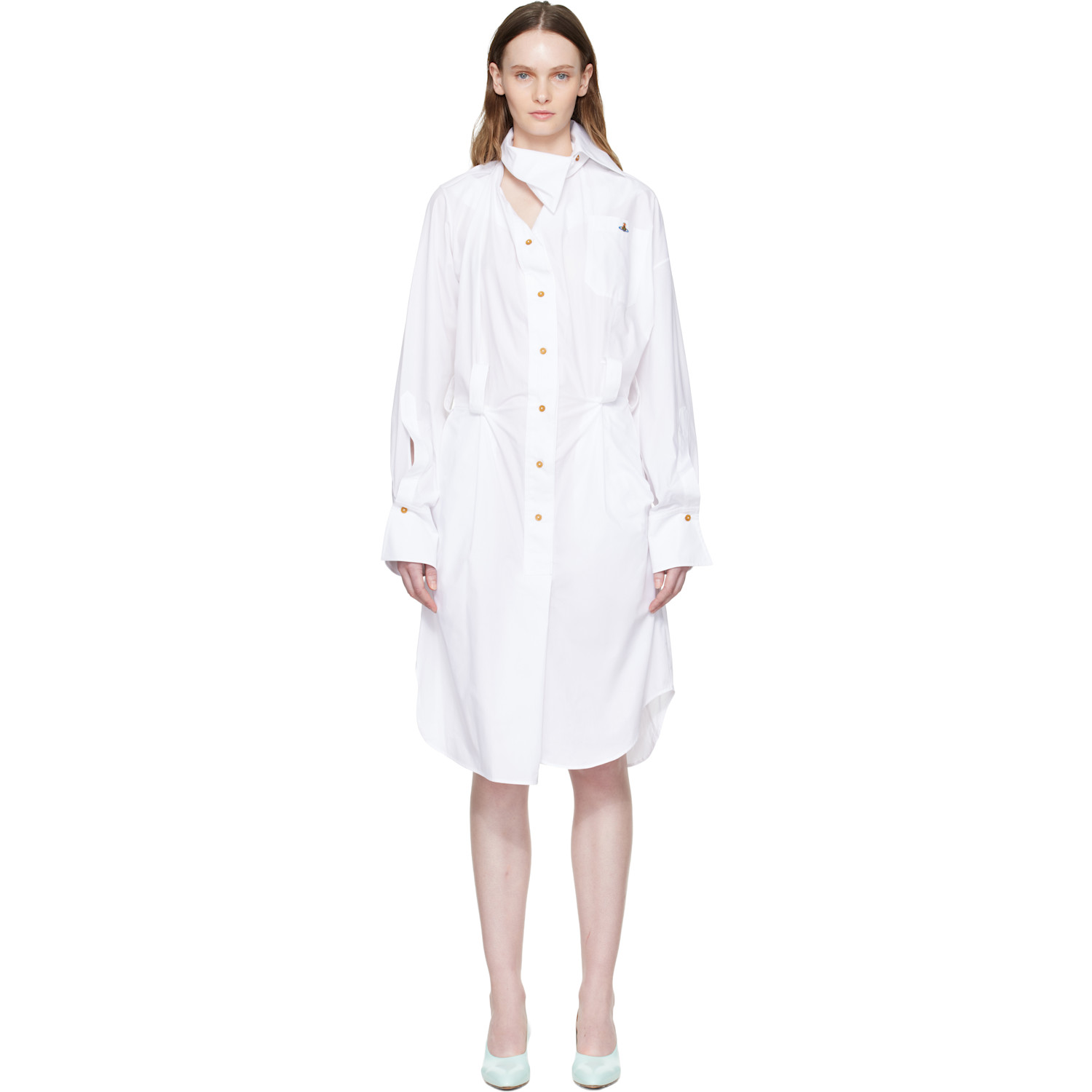 Vivienne Westwood White Drunken Shirt Midi Dress