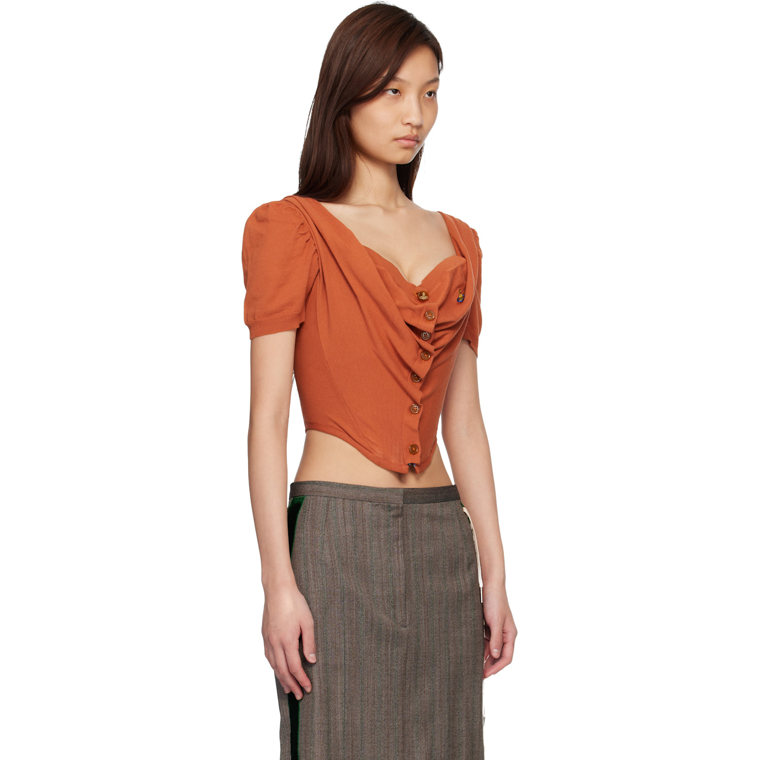  Vivienne Westwood Orange Bea Corset Cardigan Blouse 