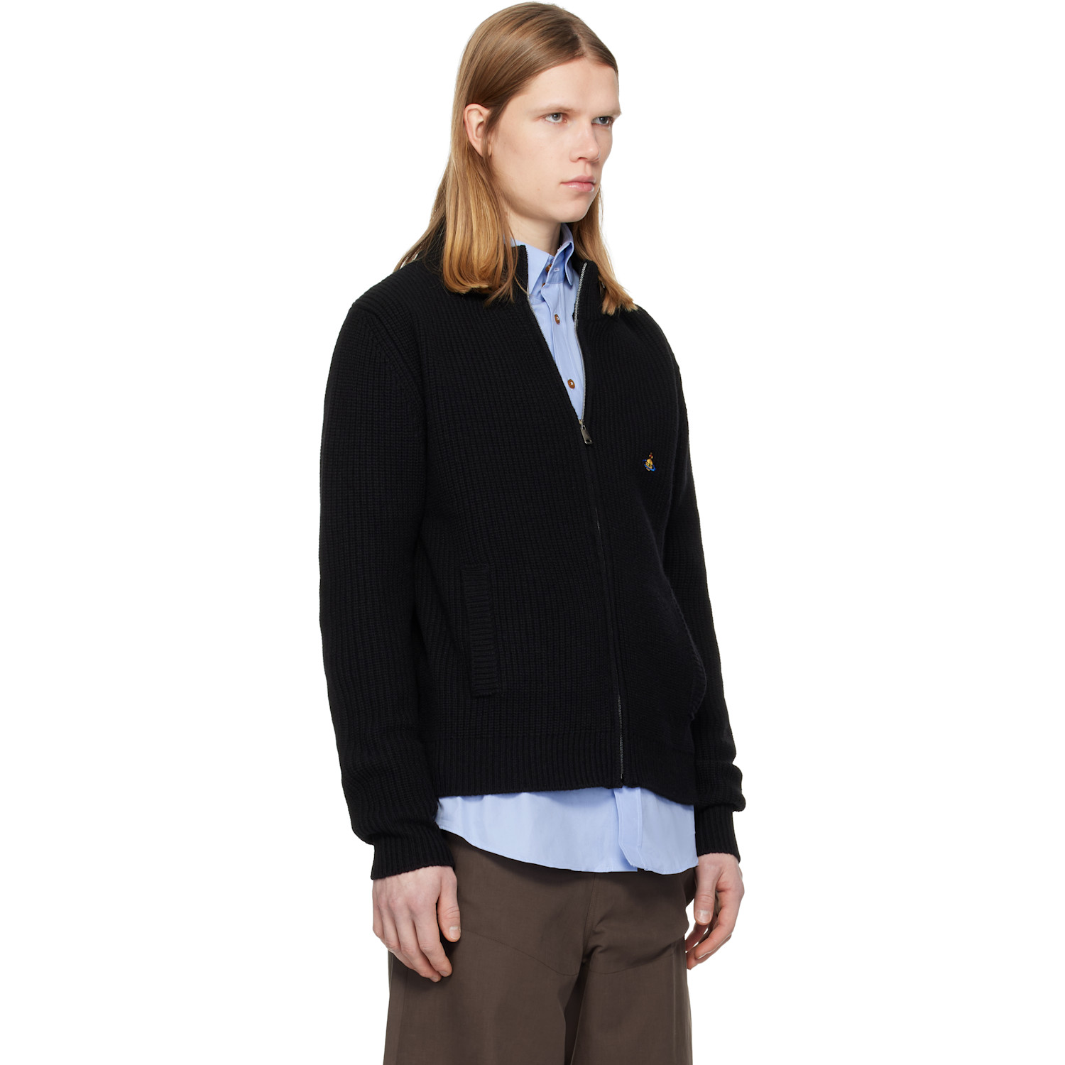  Vivienne Westwood Black Fisherman Zip-up Sweater 