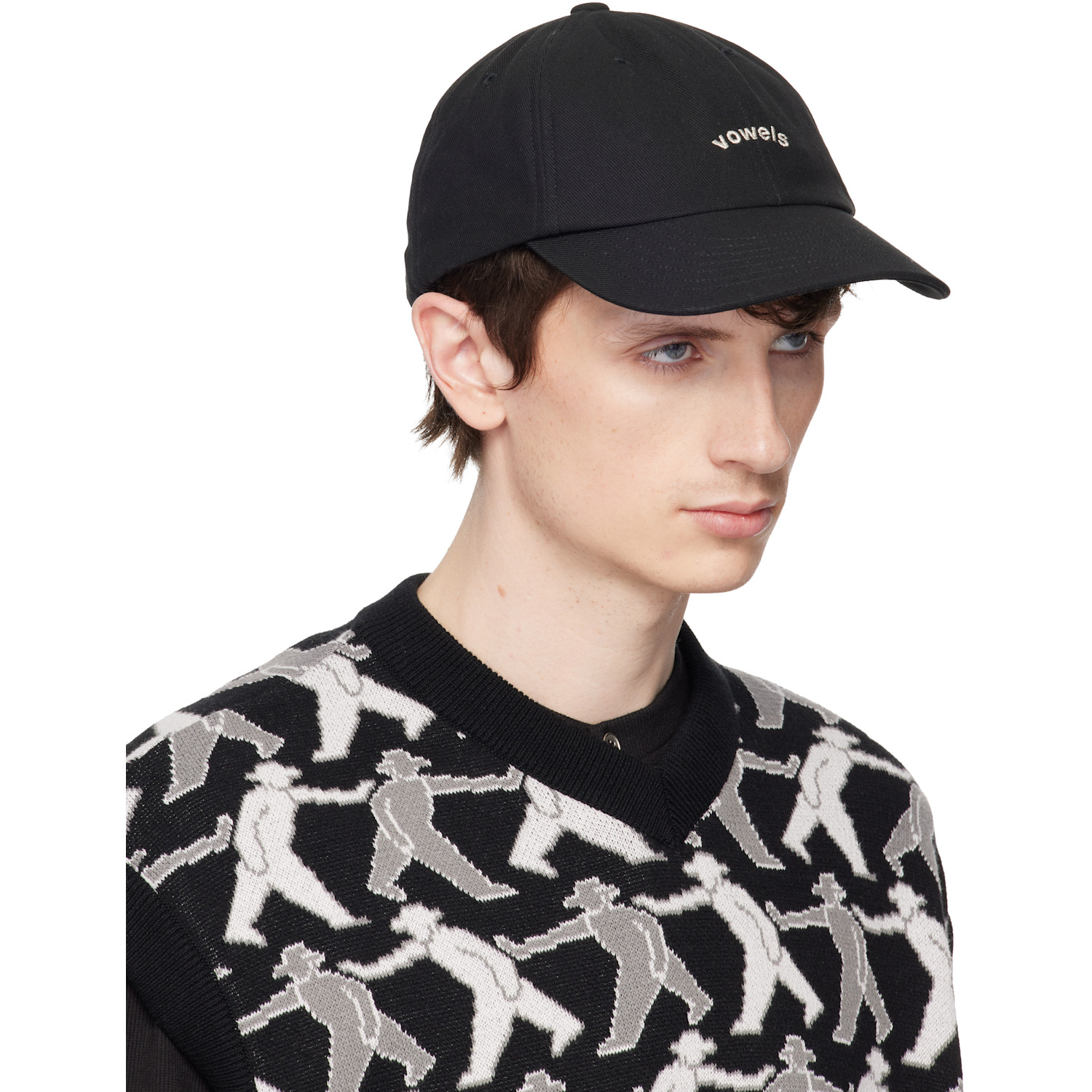  Vowels Black Cotton Twill Cap 
