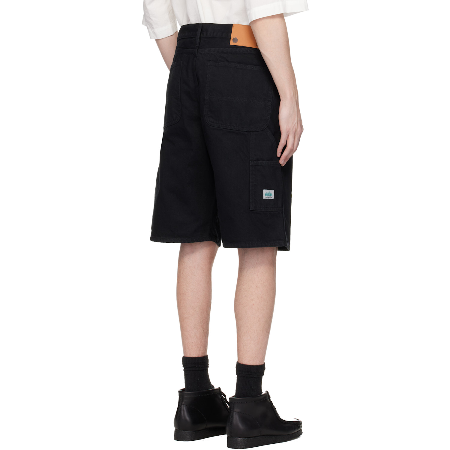 Vowels Black Overdyed Painter Shorts 