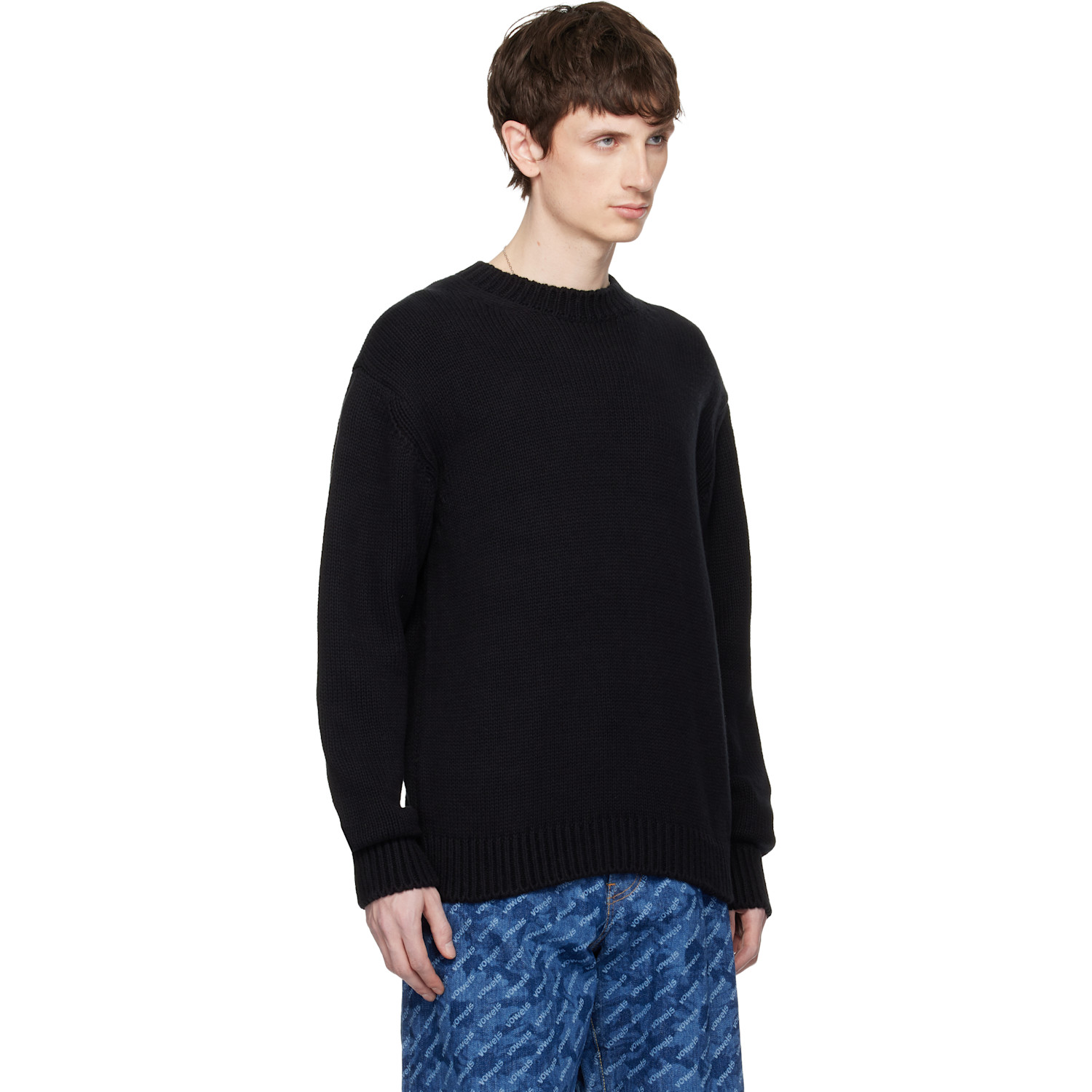  Vowels Black Knit Crewneck 