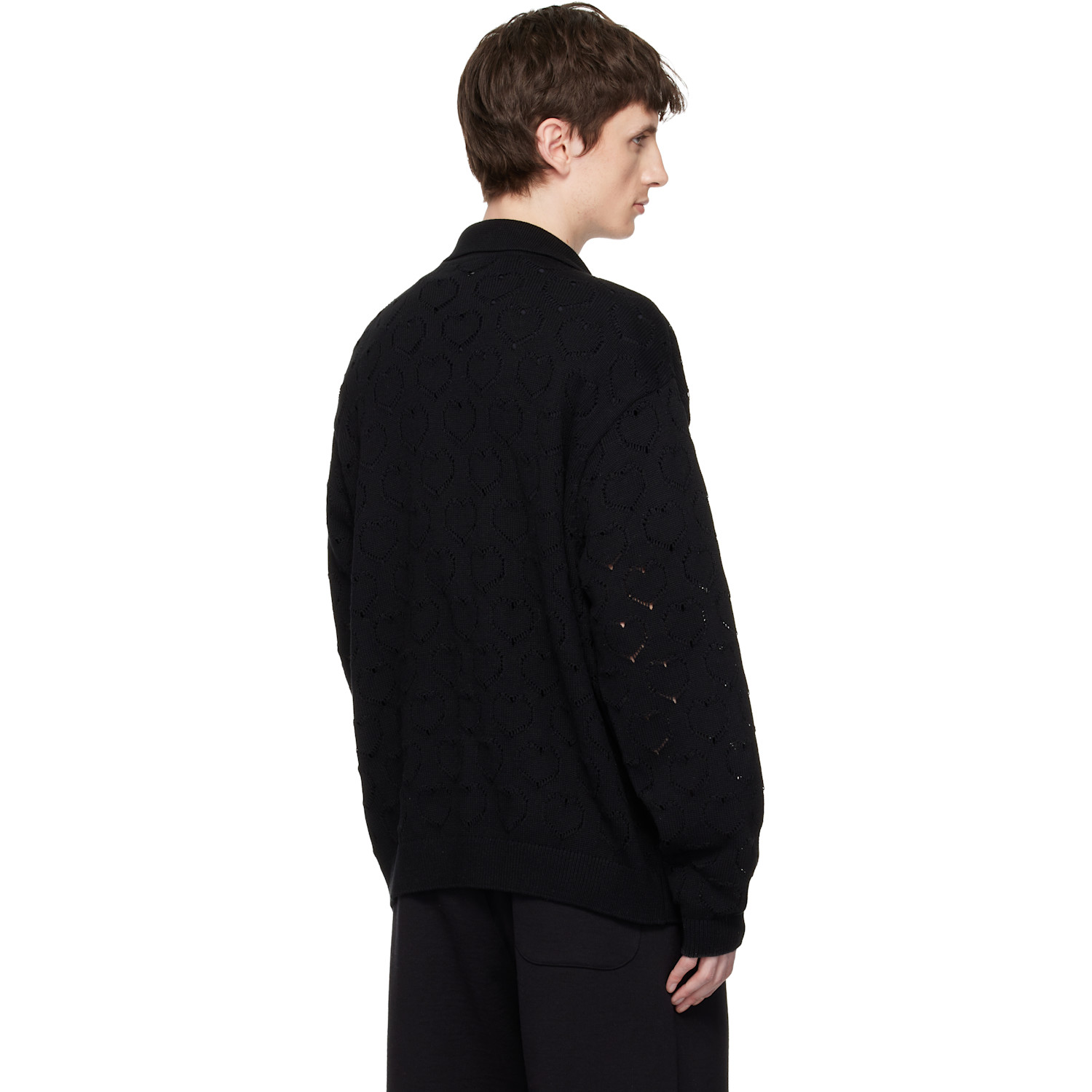  Vowels Black Eyelet Knitted Zip-up Jacket 