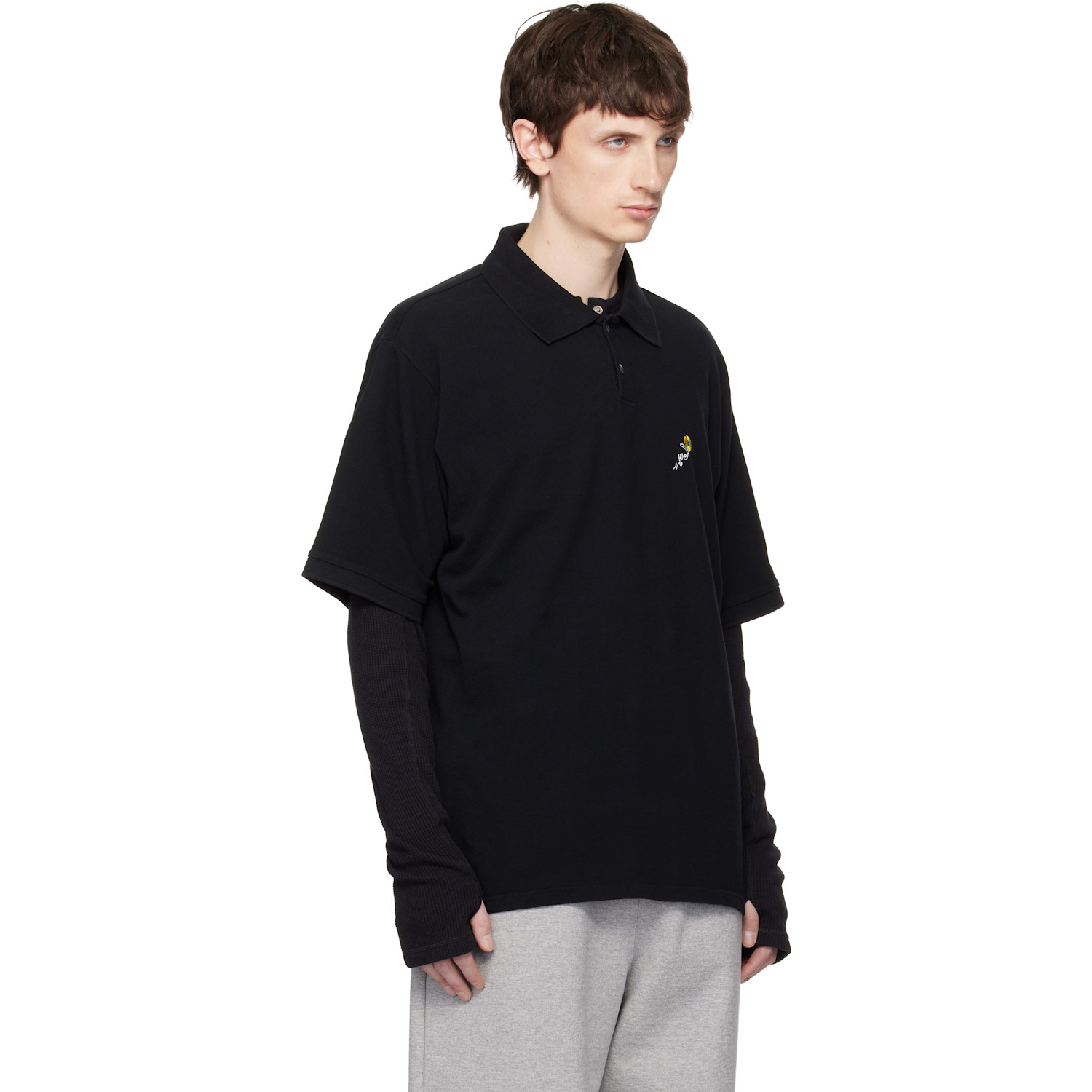  Vowels Black S/s Pique Polo 