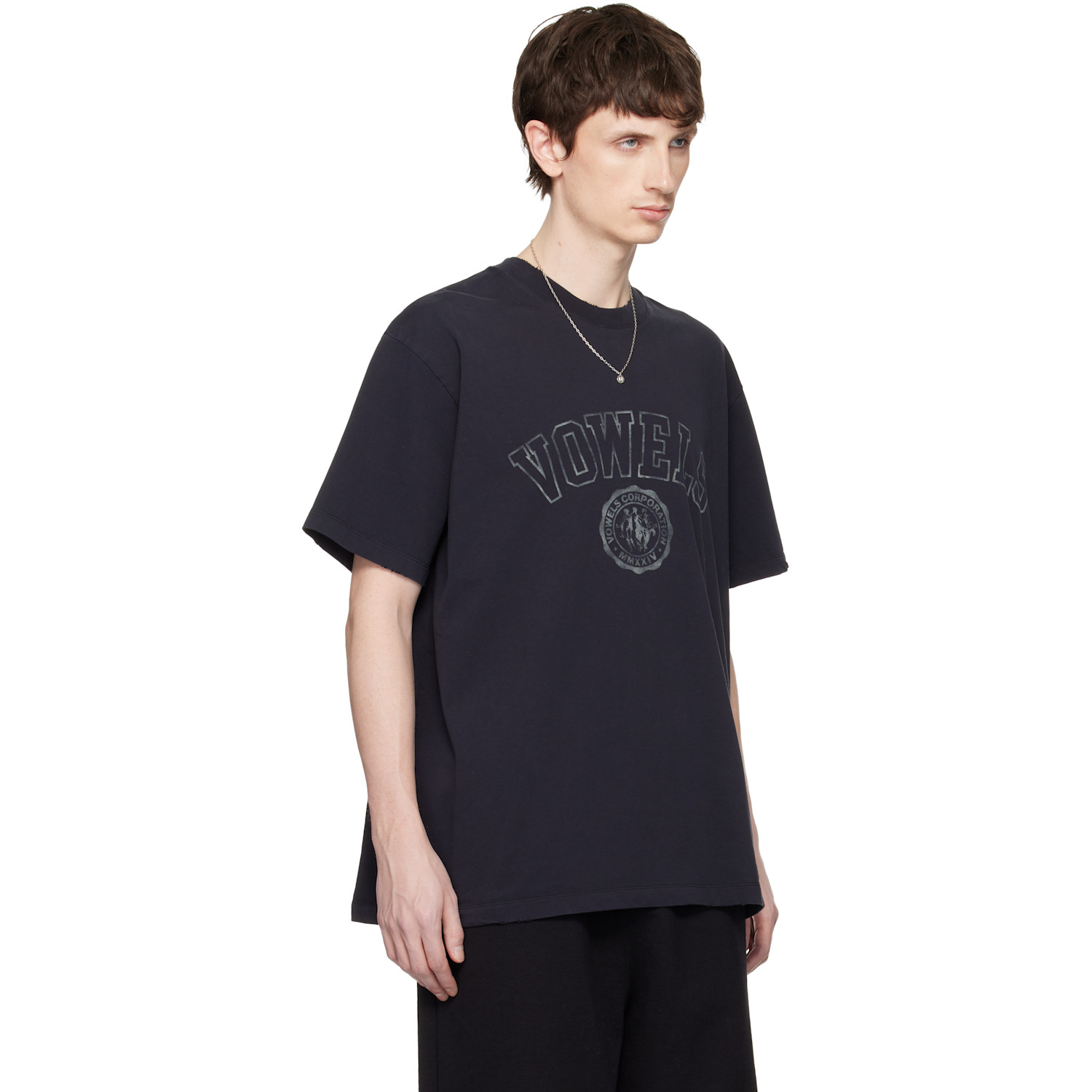  Vowels Black Faded Collegiate T-shirt 