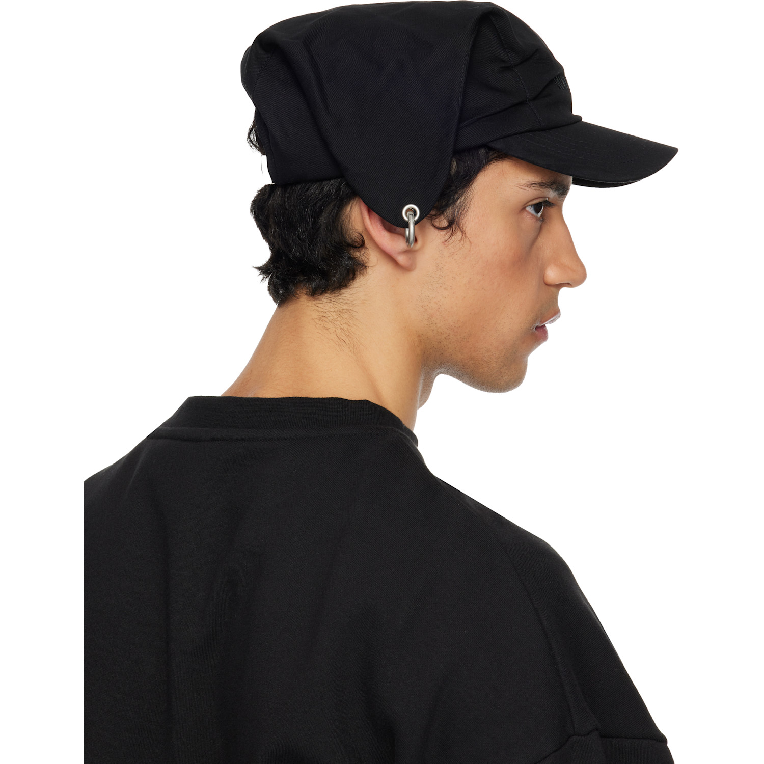  We11done Black Ear Detailed Cap 