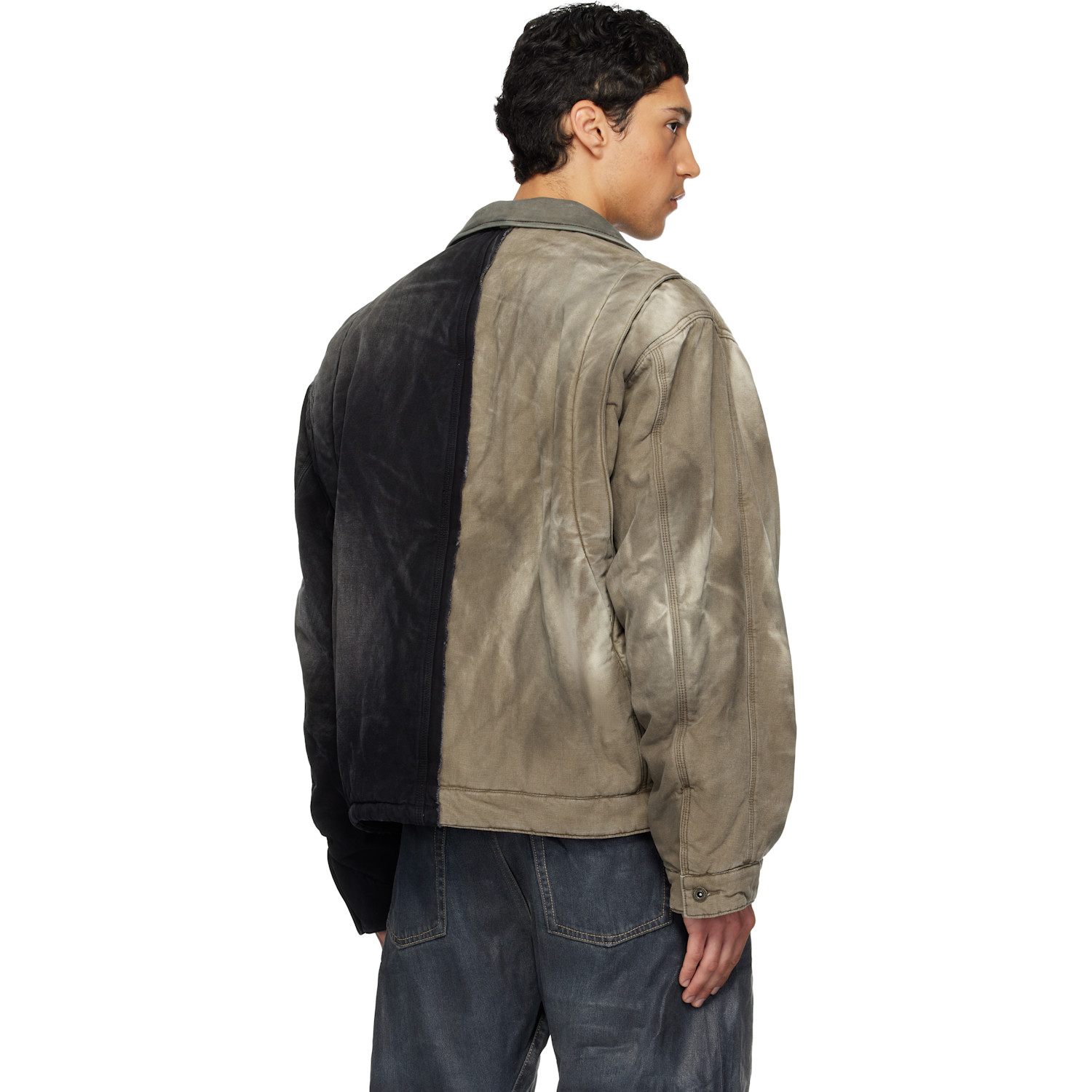  We11done Black & Beige 'half And Half' Work Jacket 
