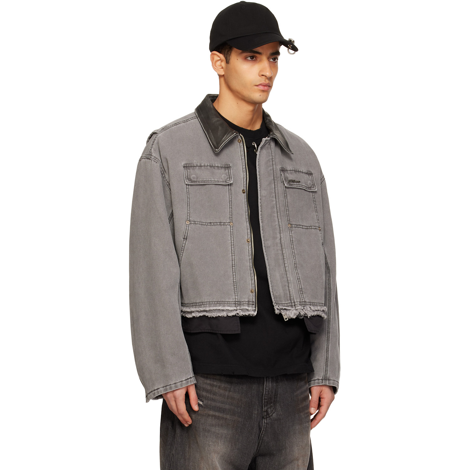  We11done Gray Cut-out Work Jacket 