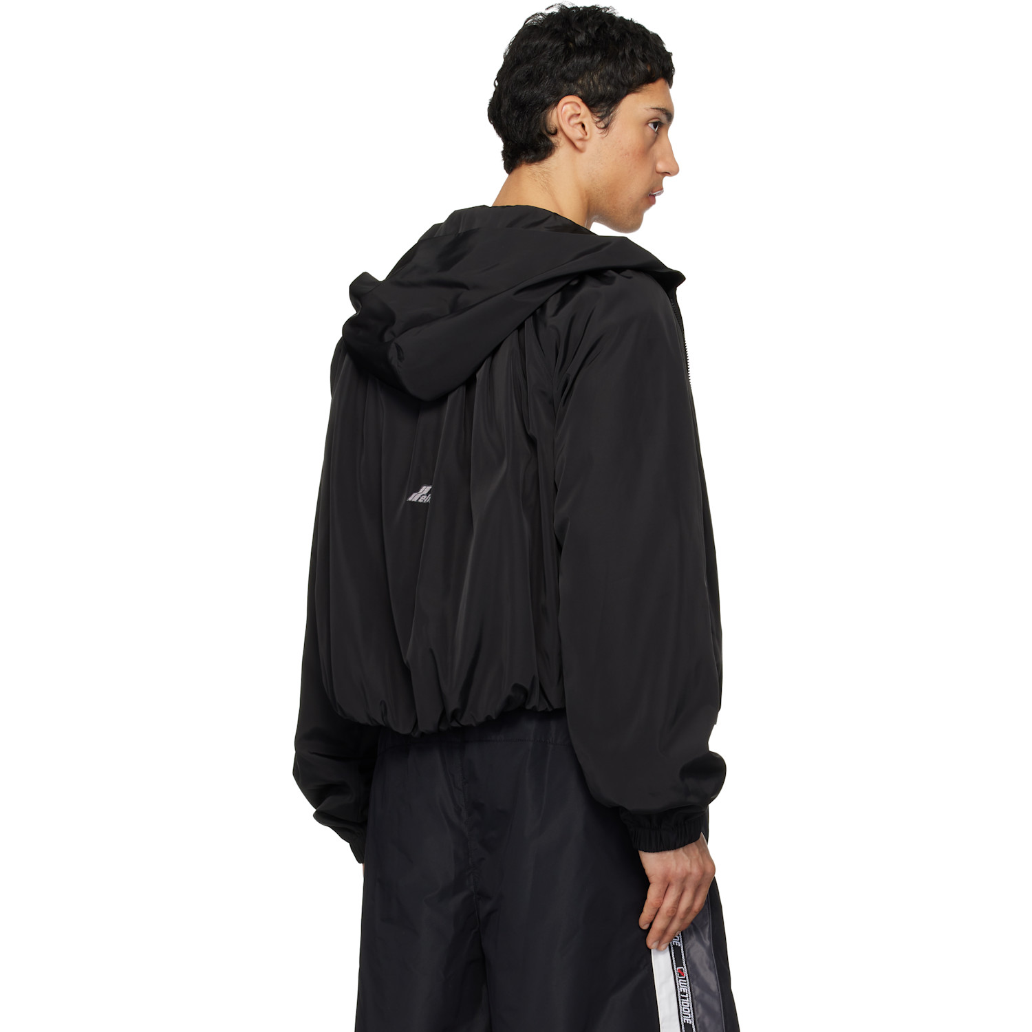  We11done Black Gathered Neck Hoodie Jacket 
