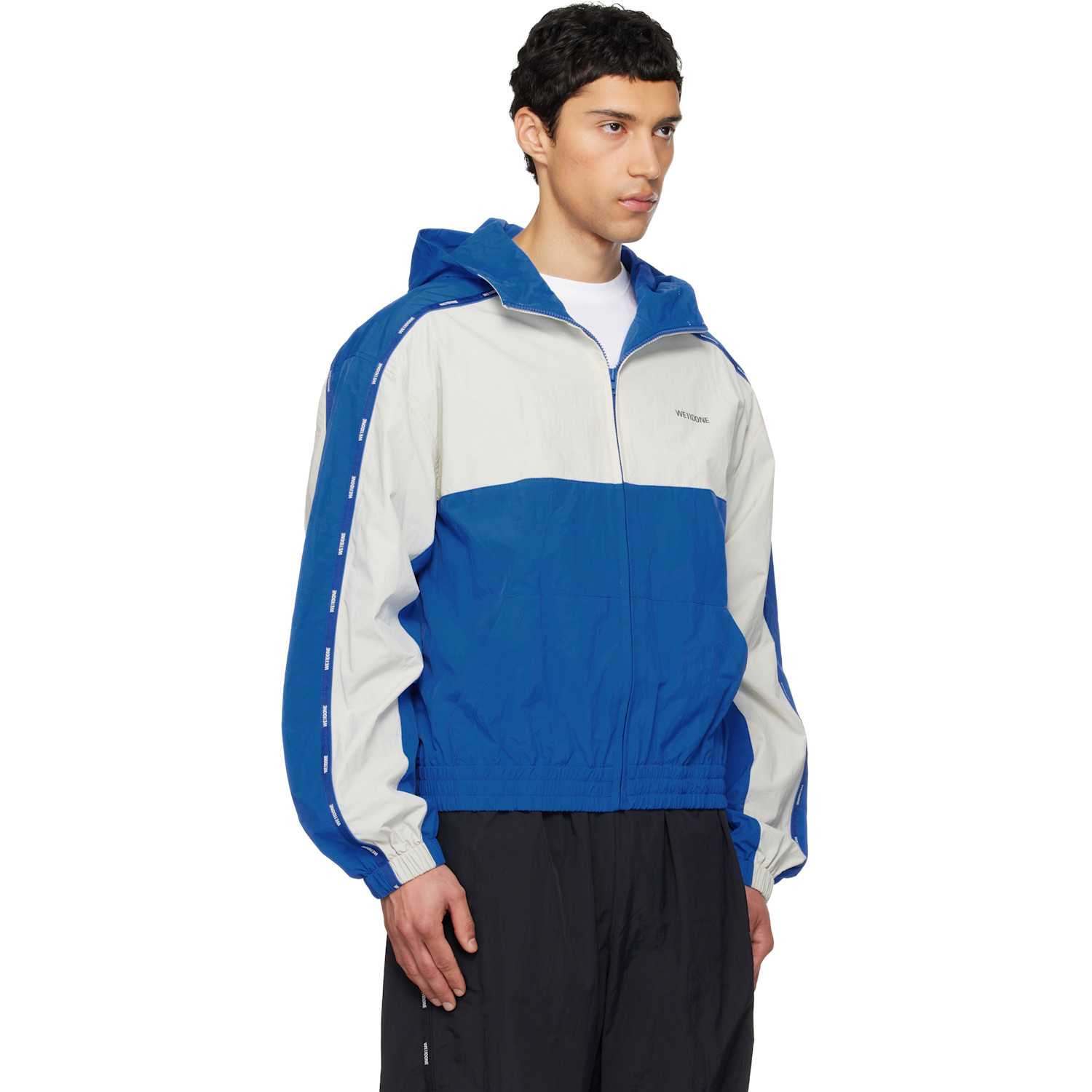  We11done Blue & Gray Logo Tape Track Jacket 