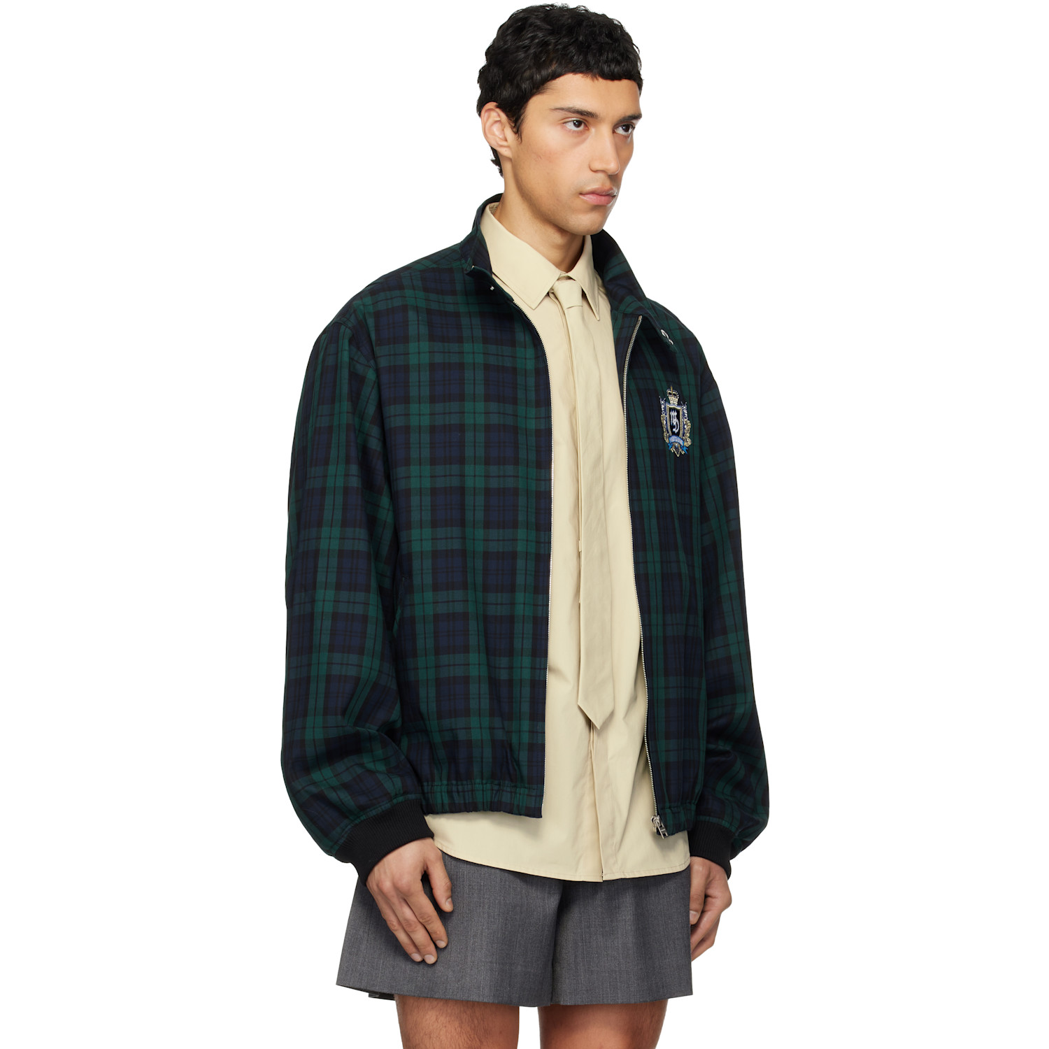  We11done Green Classic Check Herrington Jacket 