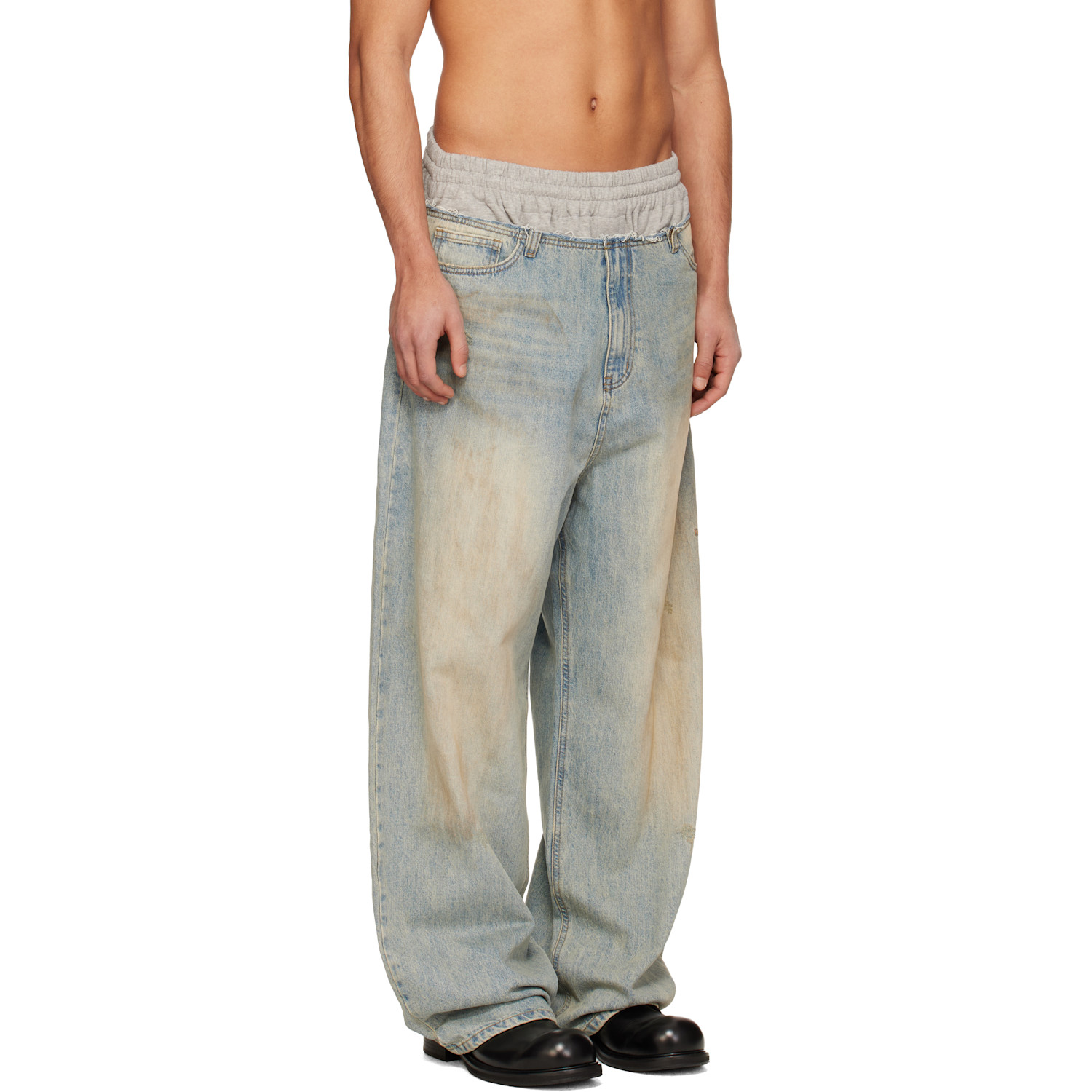  We11done Blue Layered Jeans 