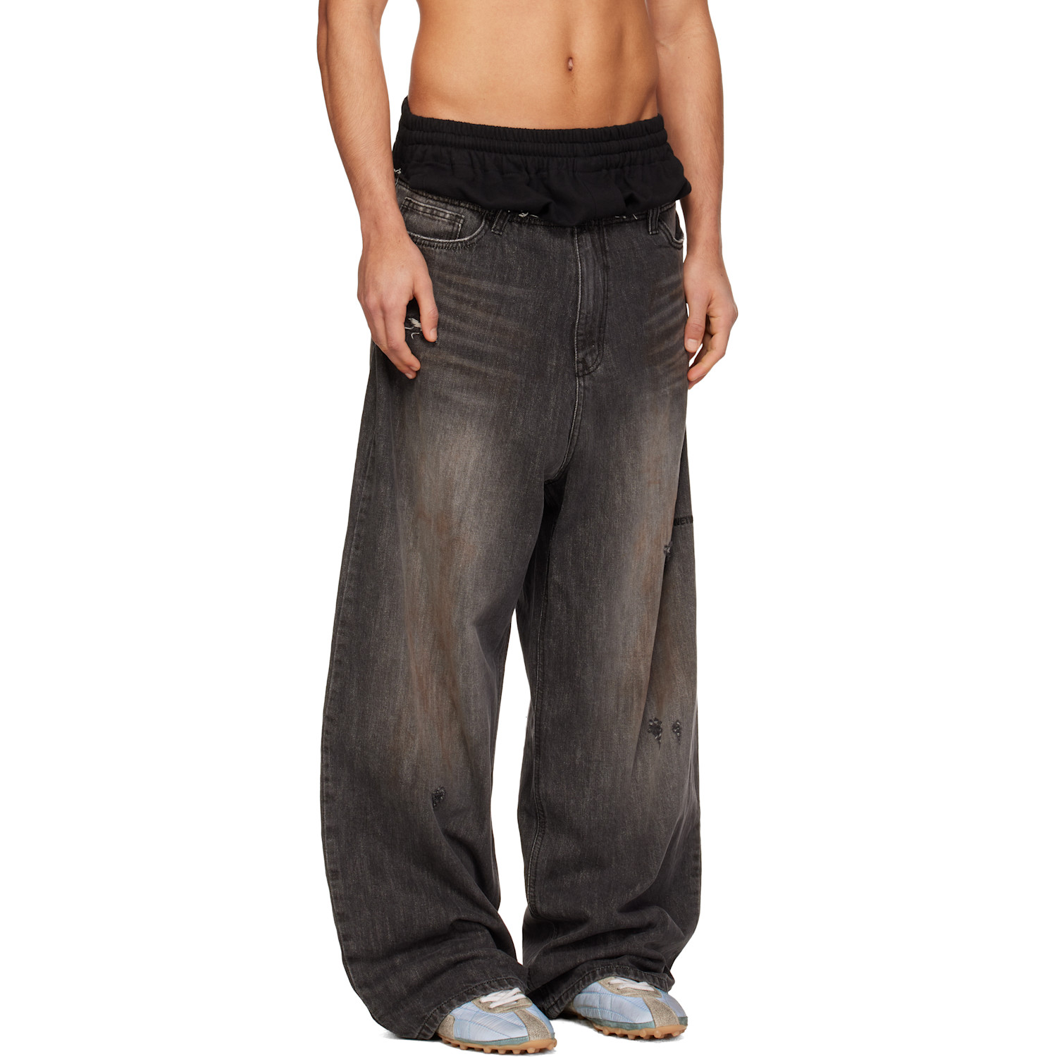  We11done Black Layered Jeans 