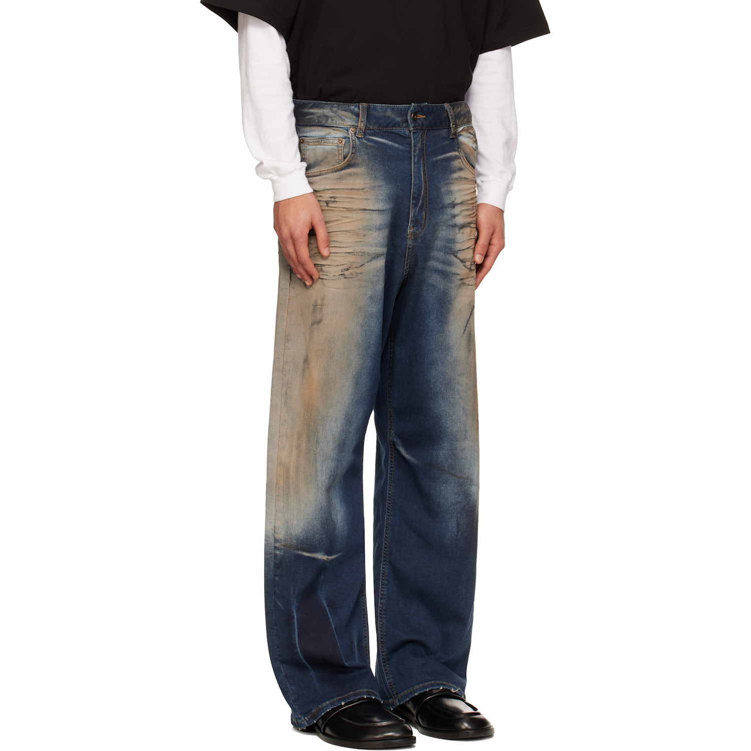  We11done Blue Loose-fit Dirty Jeans 
