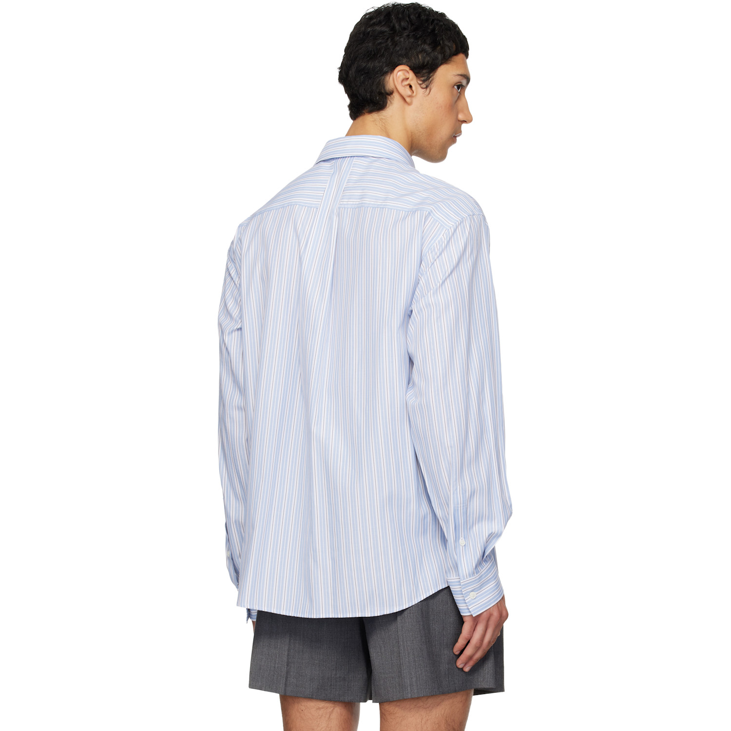  We11done Blue Striped Basic Shirt 