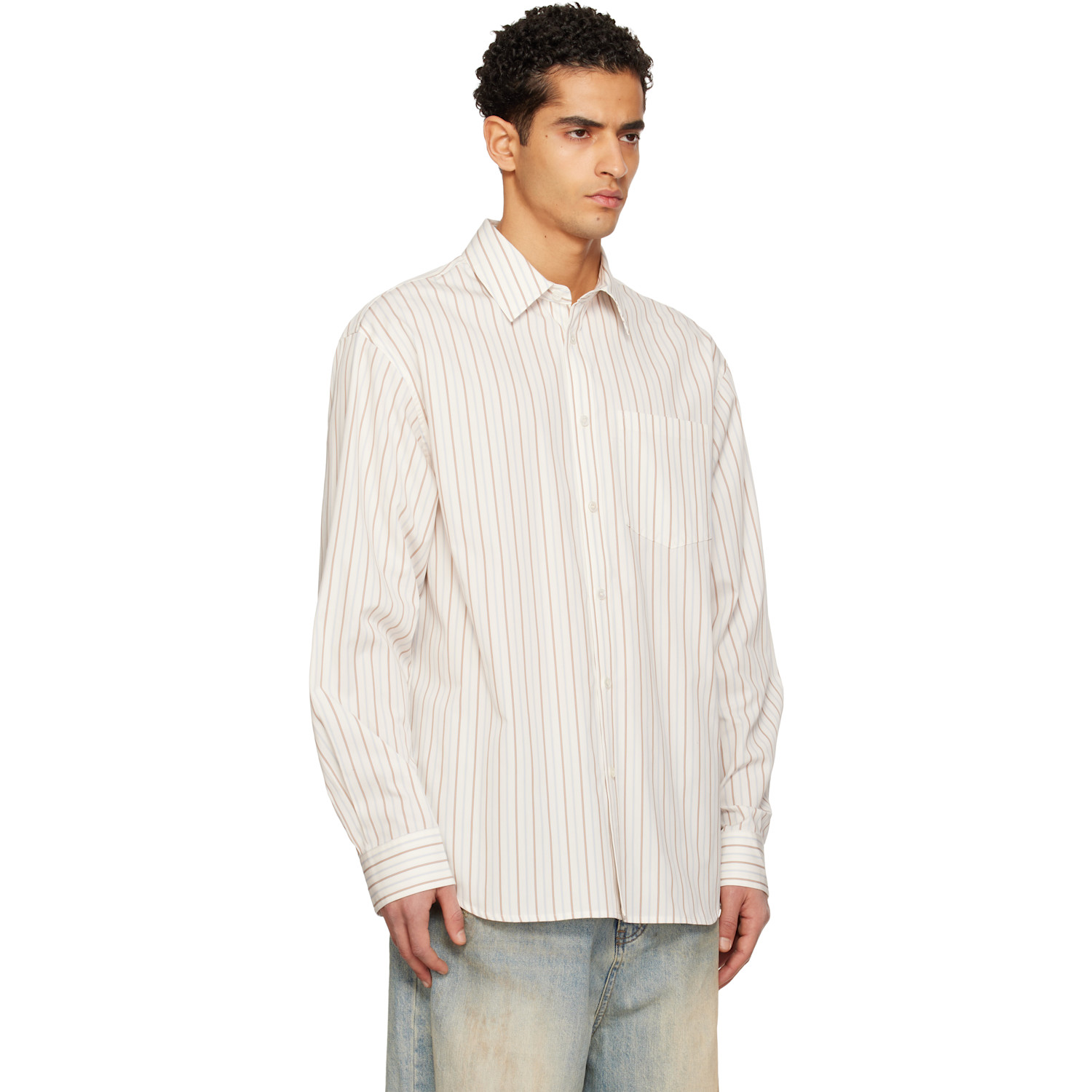  We11done White Striped Basic Shirt 