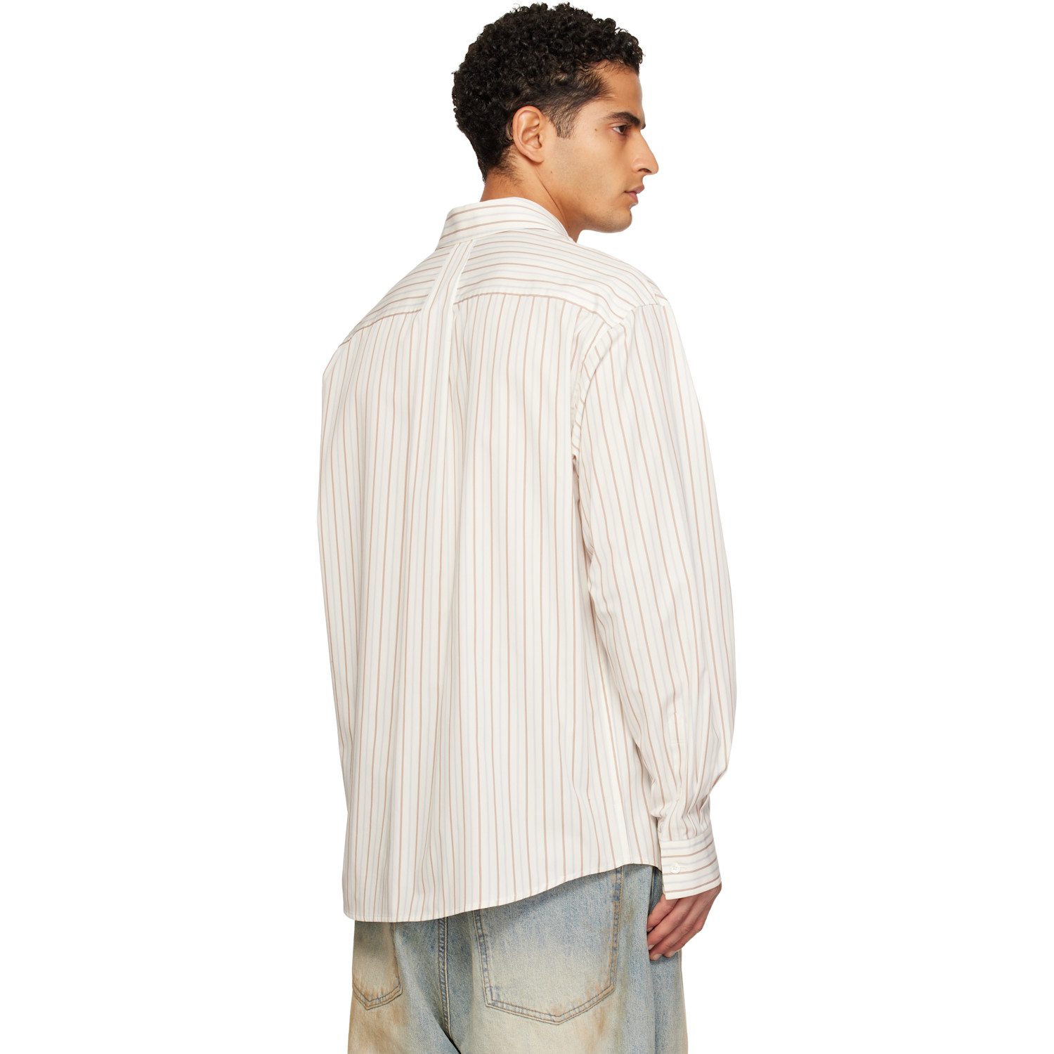  We11done White Striped Basic Shirt 