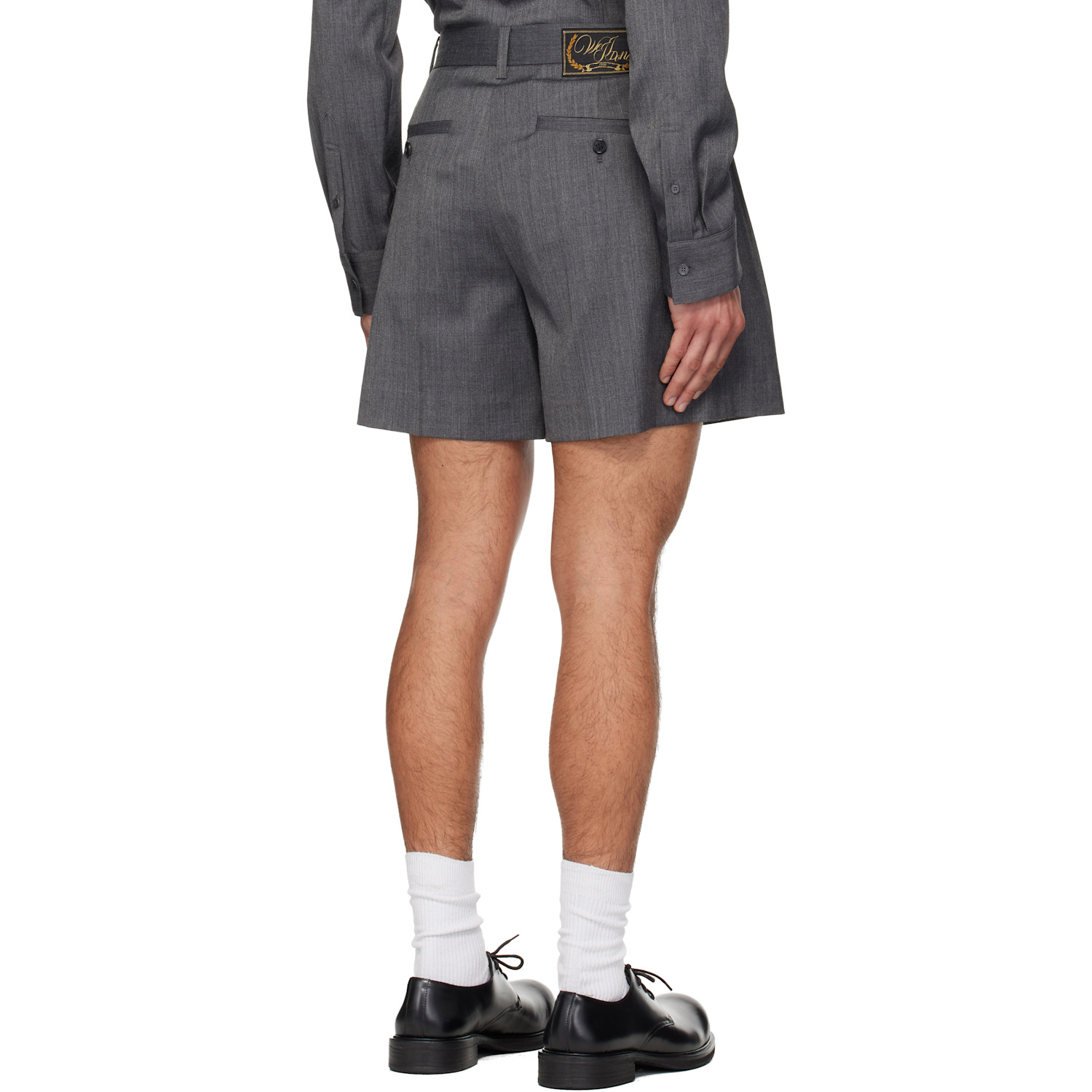  We11done Gray Wool Tucked Shorts 